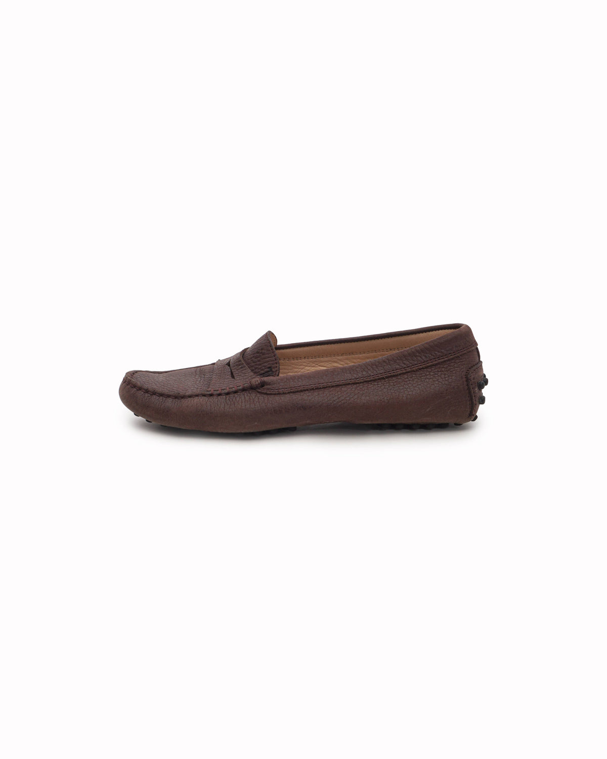 Tod's Brown Pebbled Leather Gommino Penny Loafers