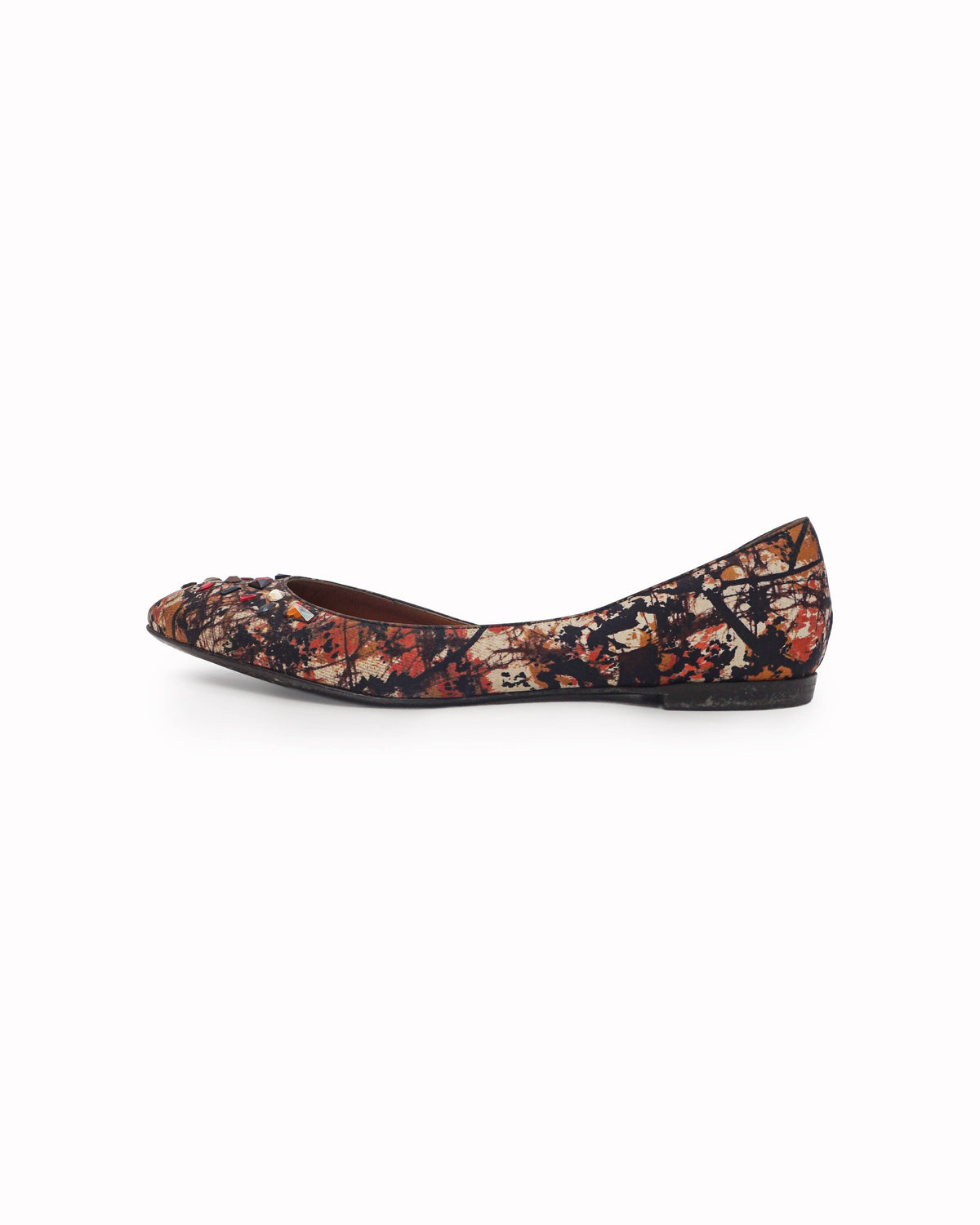 Bottega Veneta Printed Pattern Embellished Pointed-Toe Flats