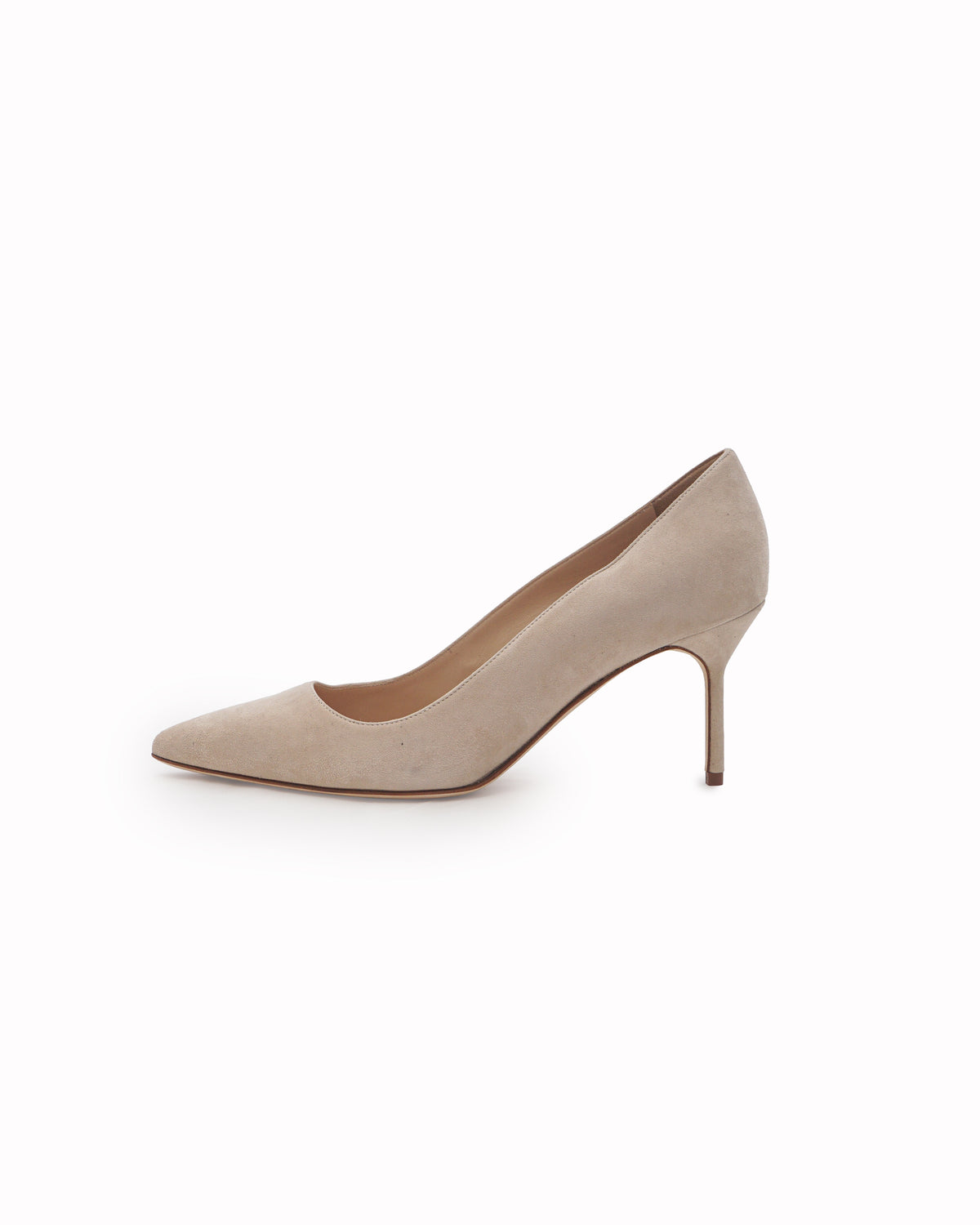 Manolo Blahnik Beige Suede BB Pointed-Toe Pumps