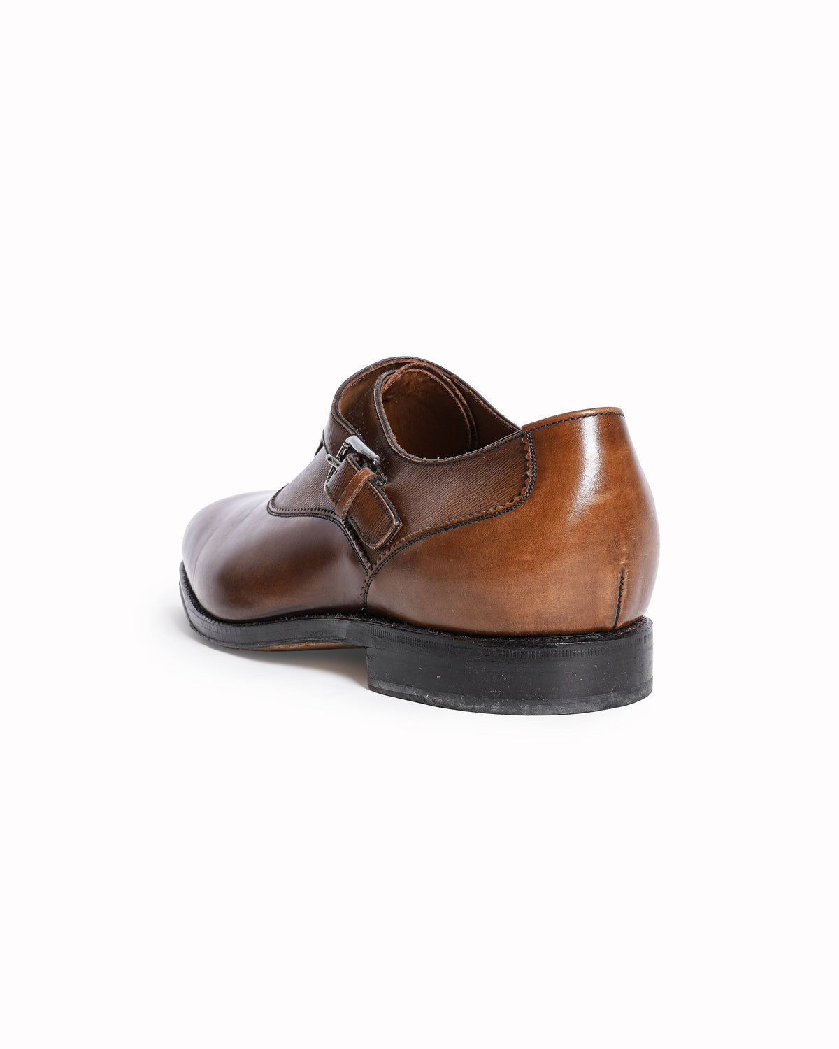 Salvatore Ferragamo Brown Leather Single Monk Strap Loafers