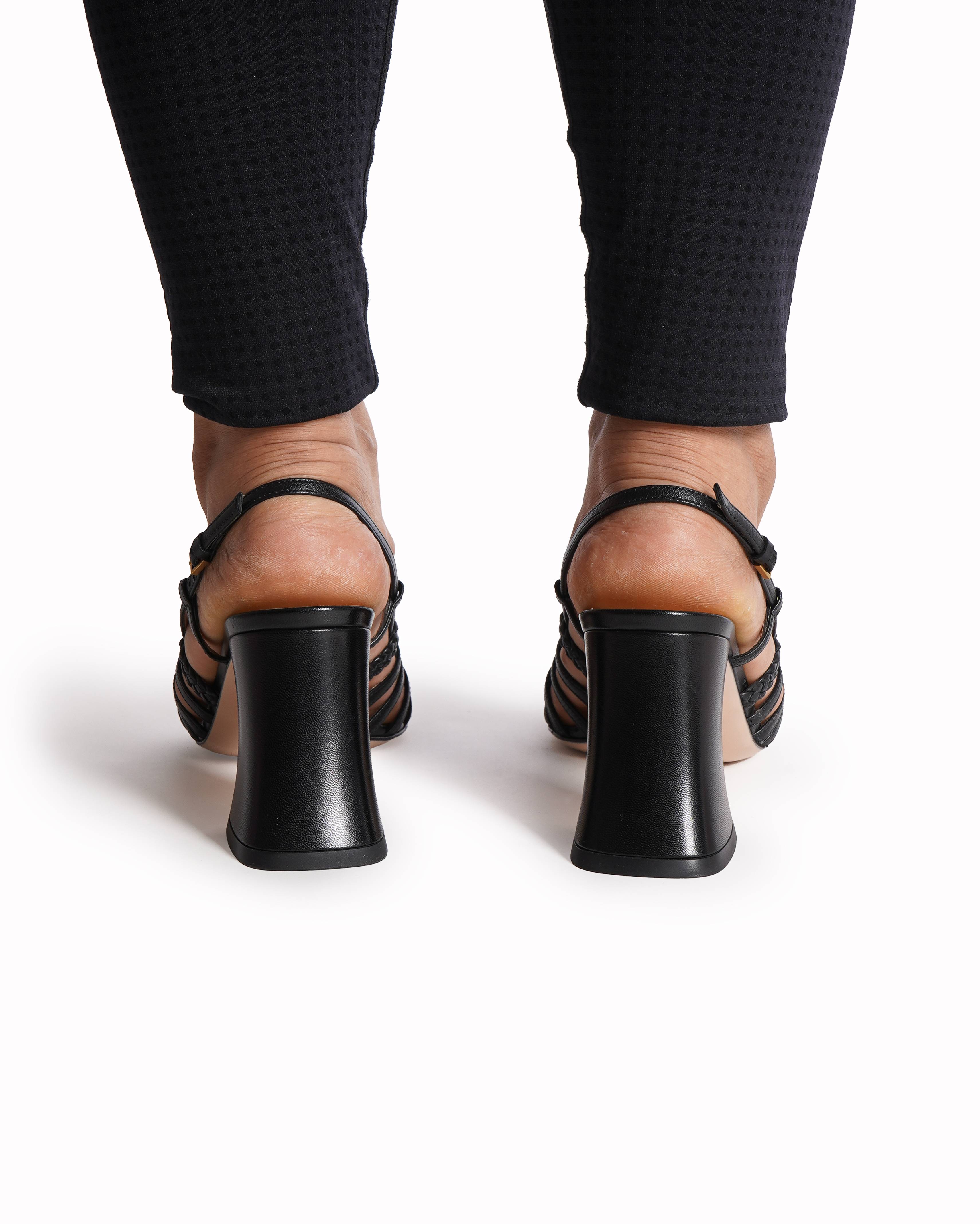 Gucci Leather Block Heels In Black