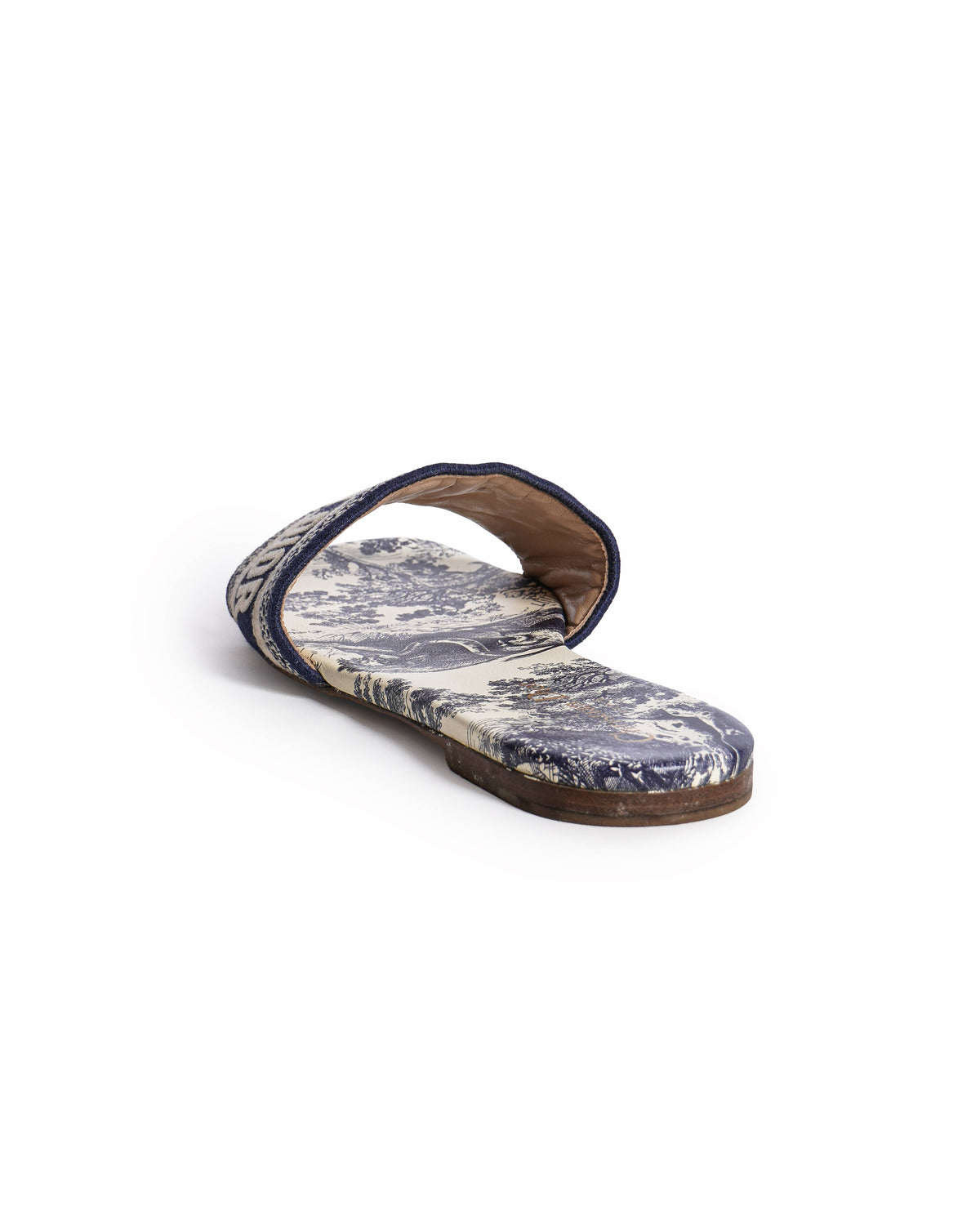 Christian Dior Blue Toile de Jouy Dway Embroidered Slides