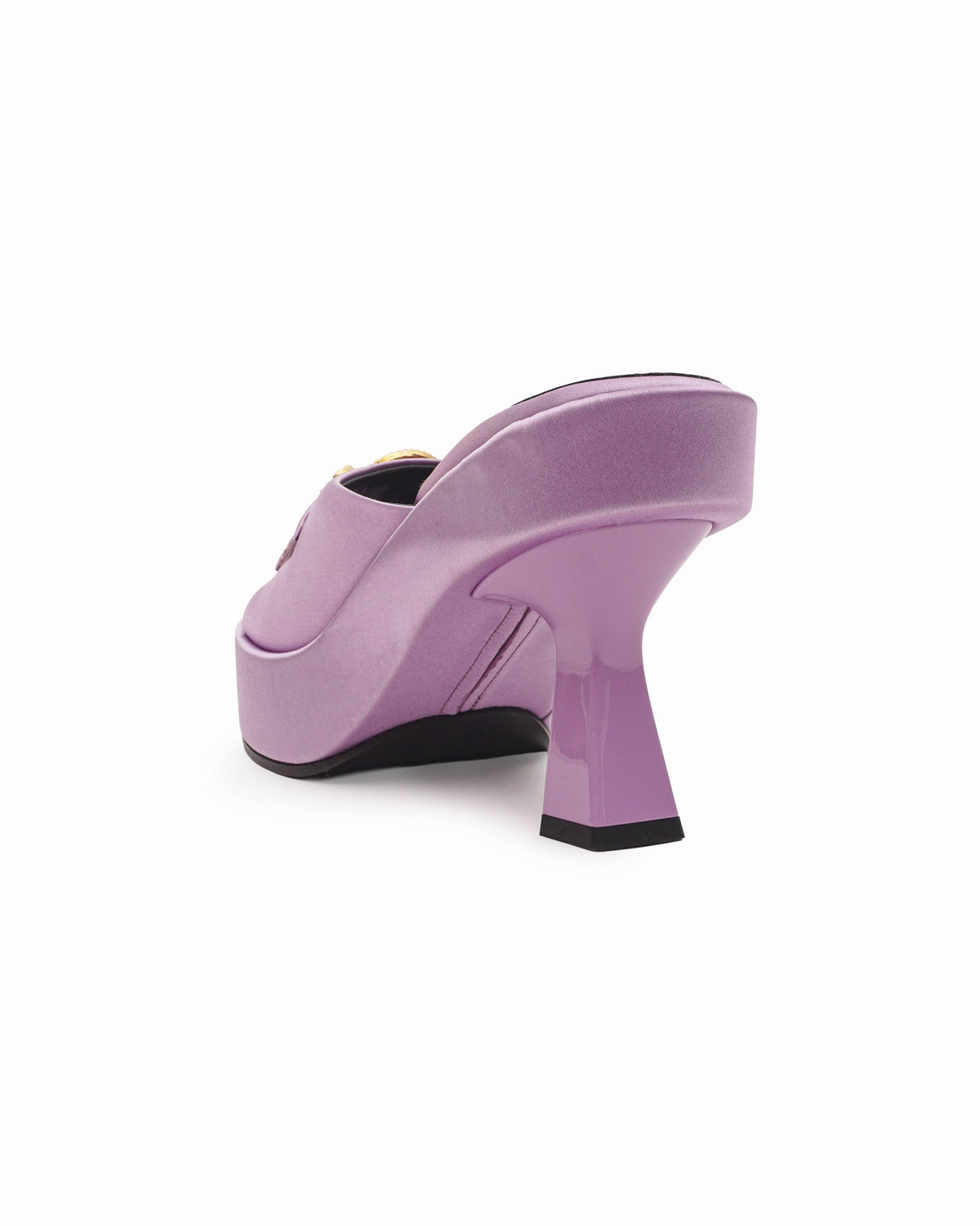 Versace Lilac Satin La Medusa Crystal Platform Sandals