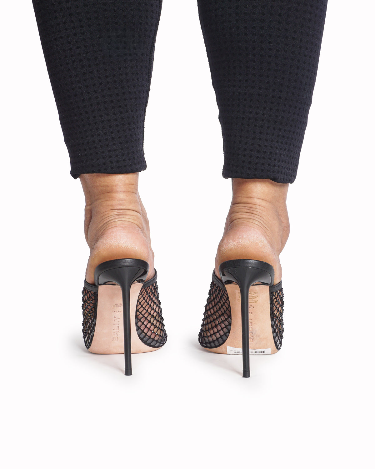 Bally Tyna Black Crystal Mesh Heel Mules