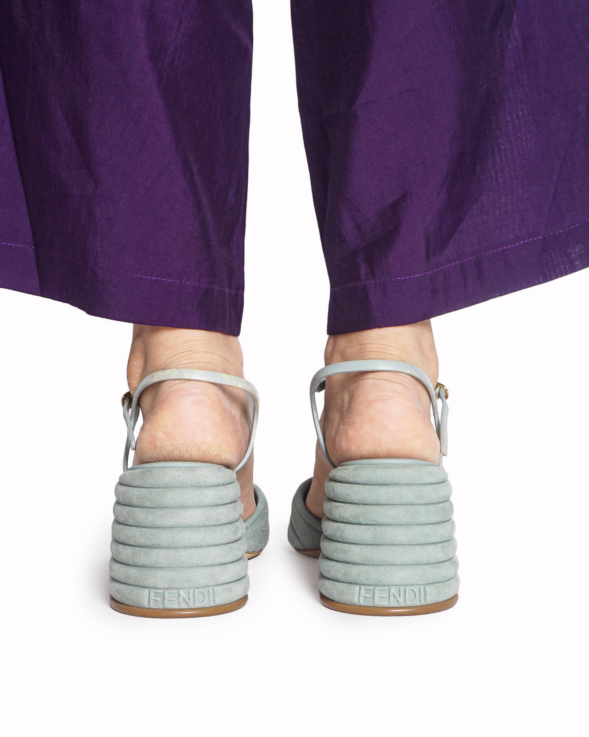 Fendi Sage Green Suede & Jelly Promenade Sandals