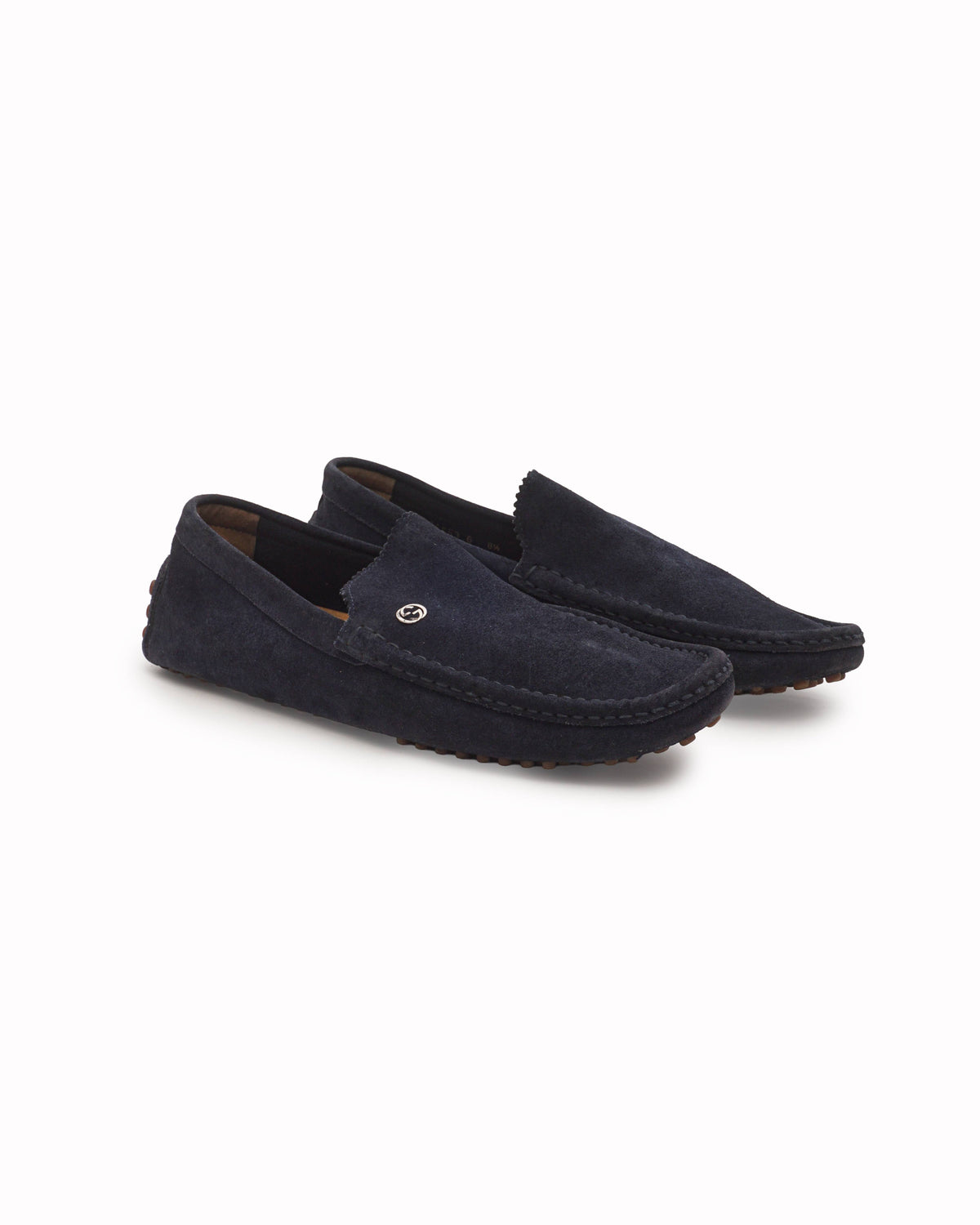 Gucci Navy Blue Suede Driving Loafers