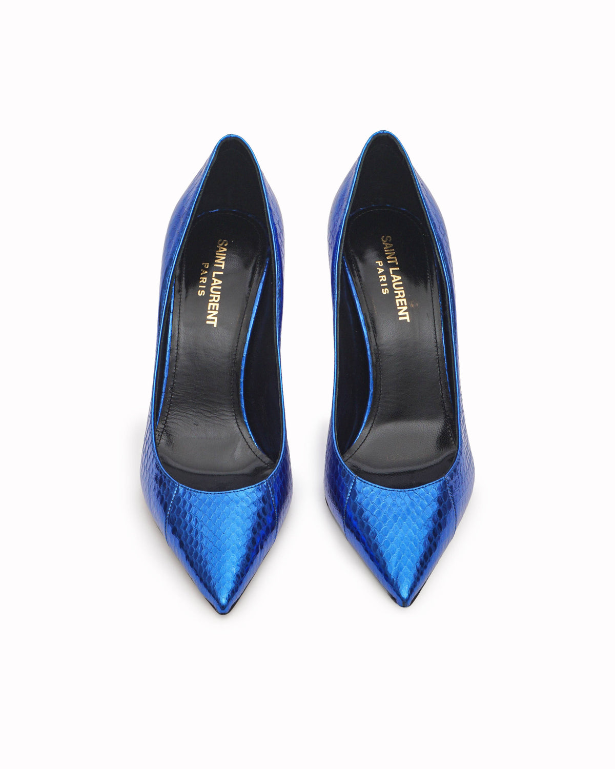 Saint Laurent Metallic Blue Python Leather Anja Pumps