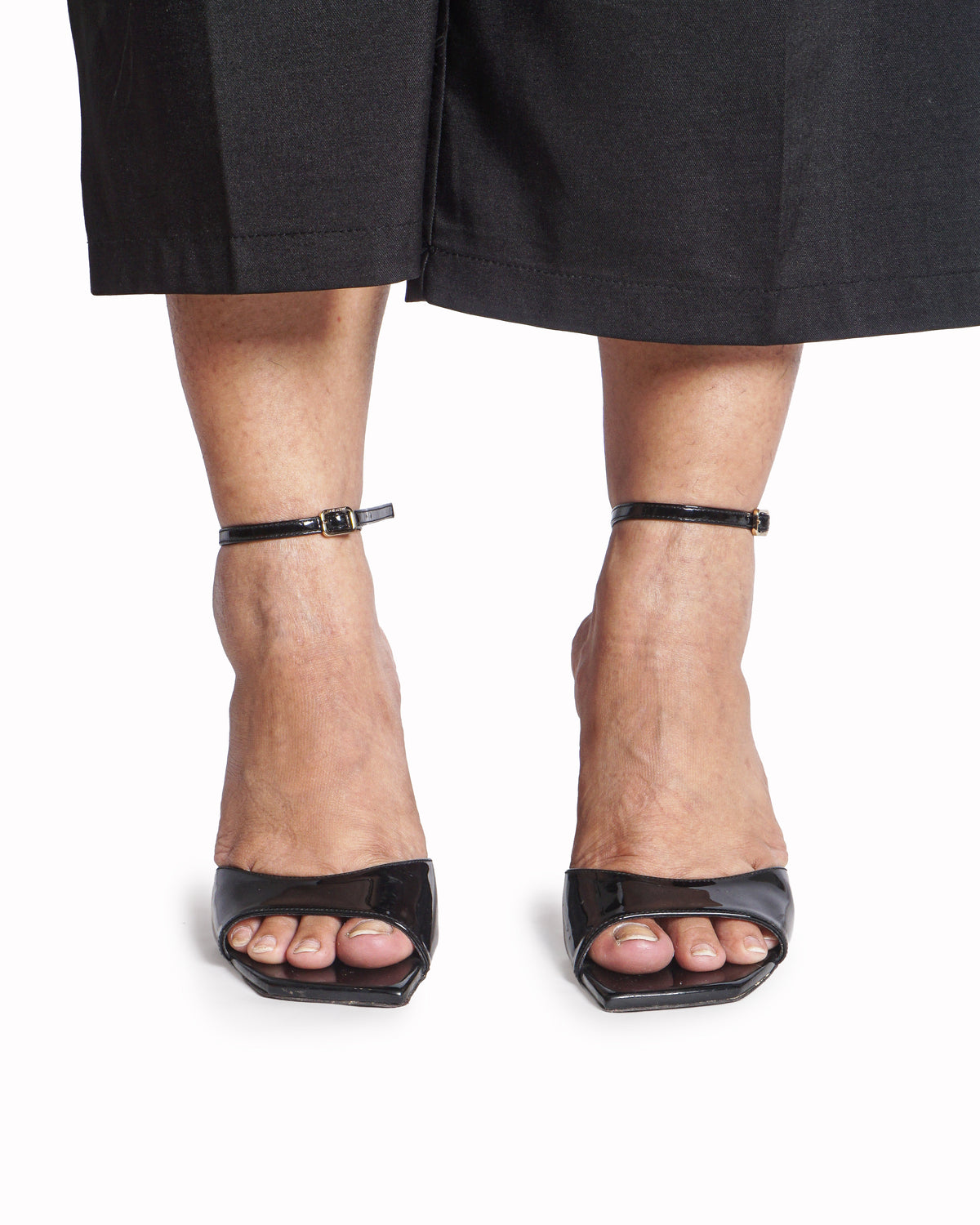 Jimmy Choo Black Patent Leather Wedge Sandals
