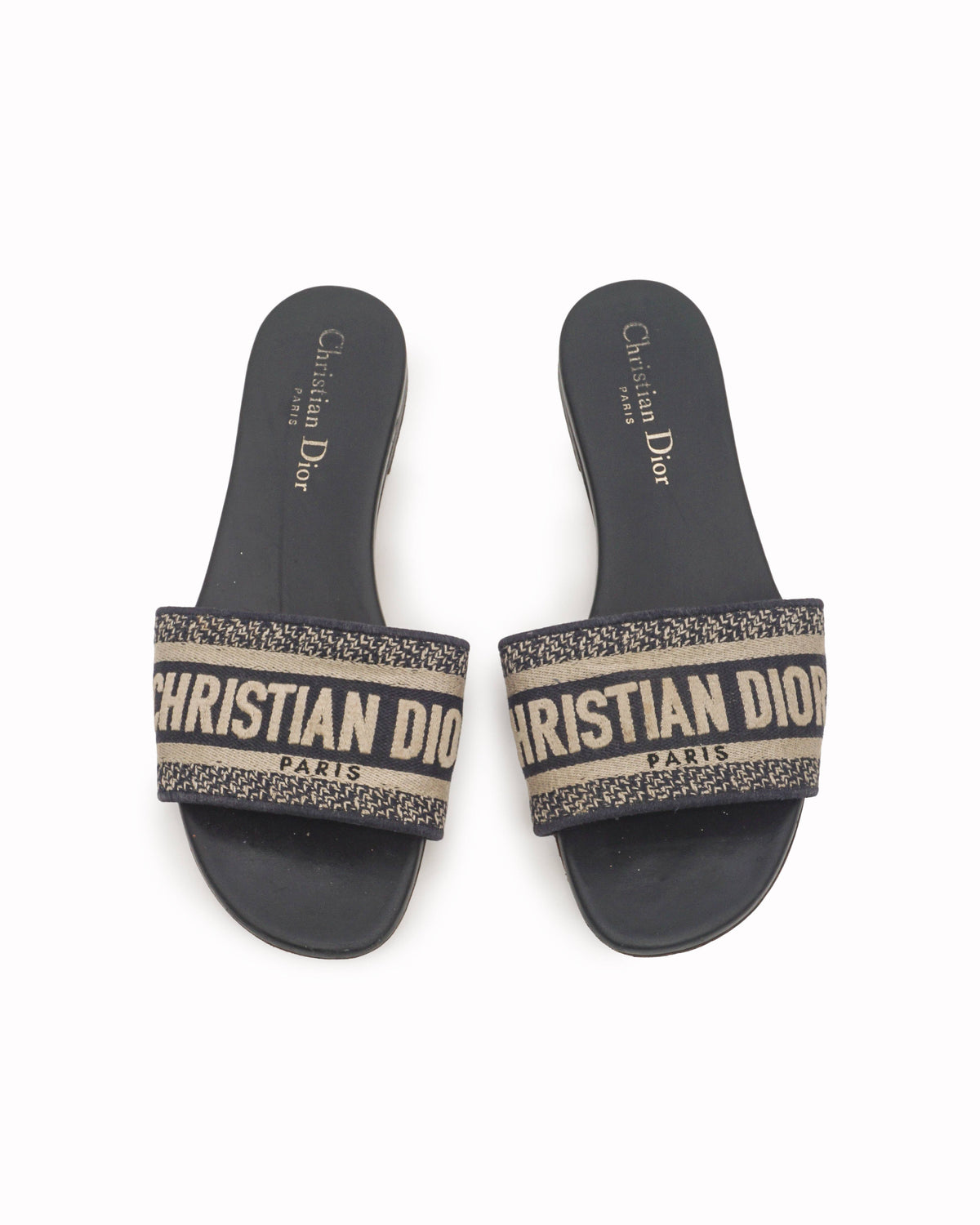 Christian Dior Dway Blue Embroidered Slides