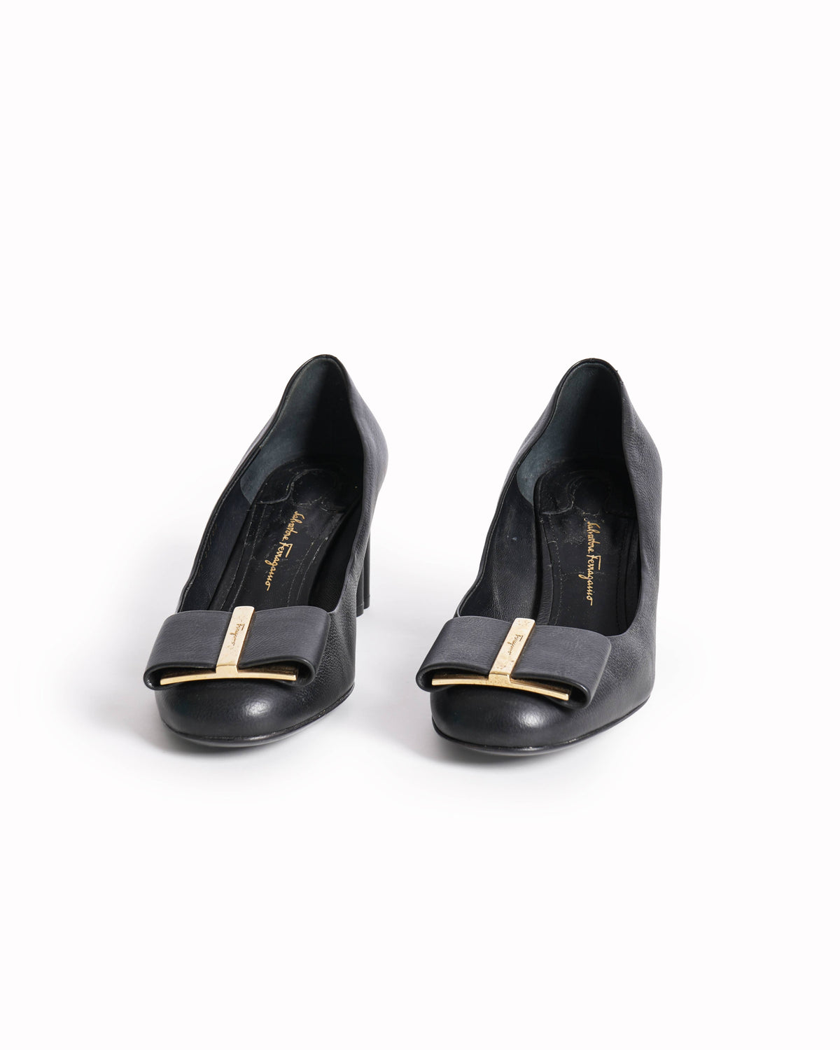 Salvatore Ferragamo Black Leather platform heels