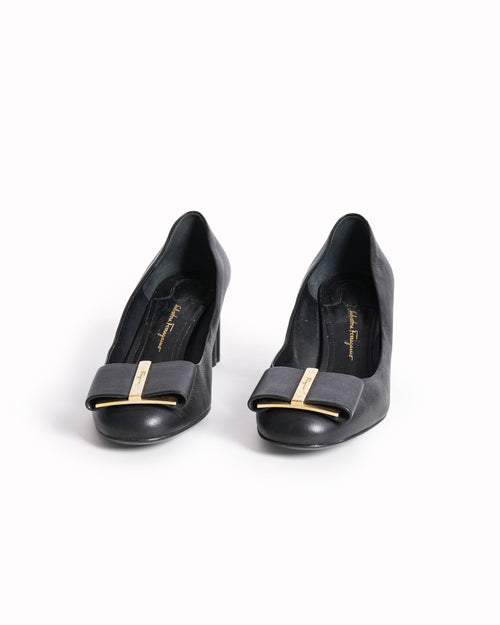 Salvatore Ferragamo Black Leather platform heels