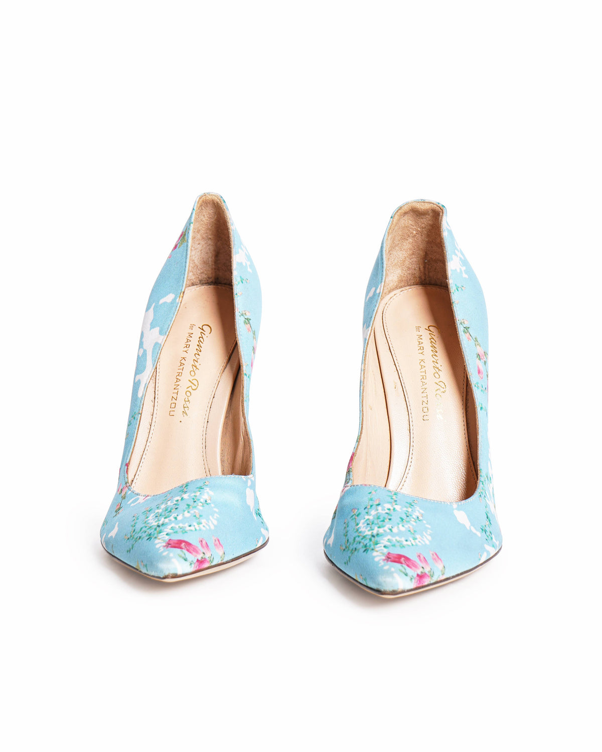 Gianvito Rossi Pastel Blue Floral Print Fabric Lisa Ponker Pumps