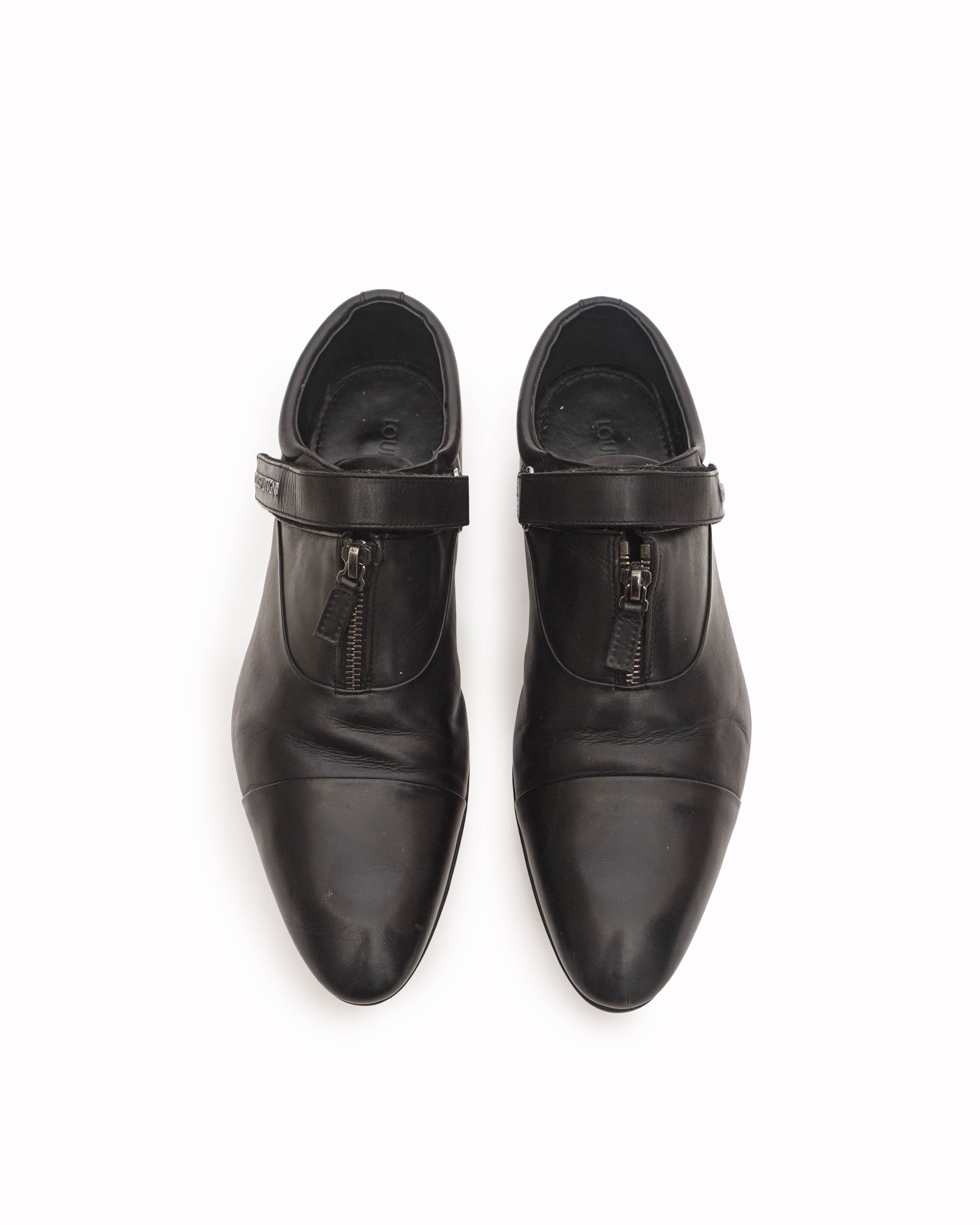 Louis Vuitton Black Leather Damier Delaware Zip Shoe