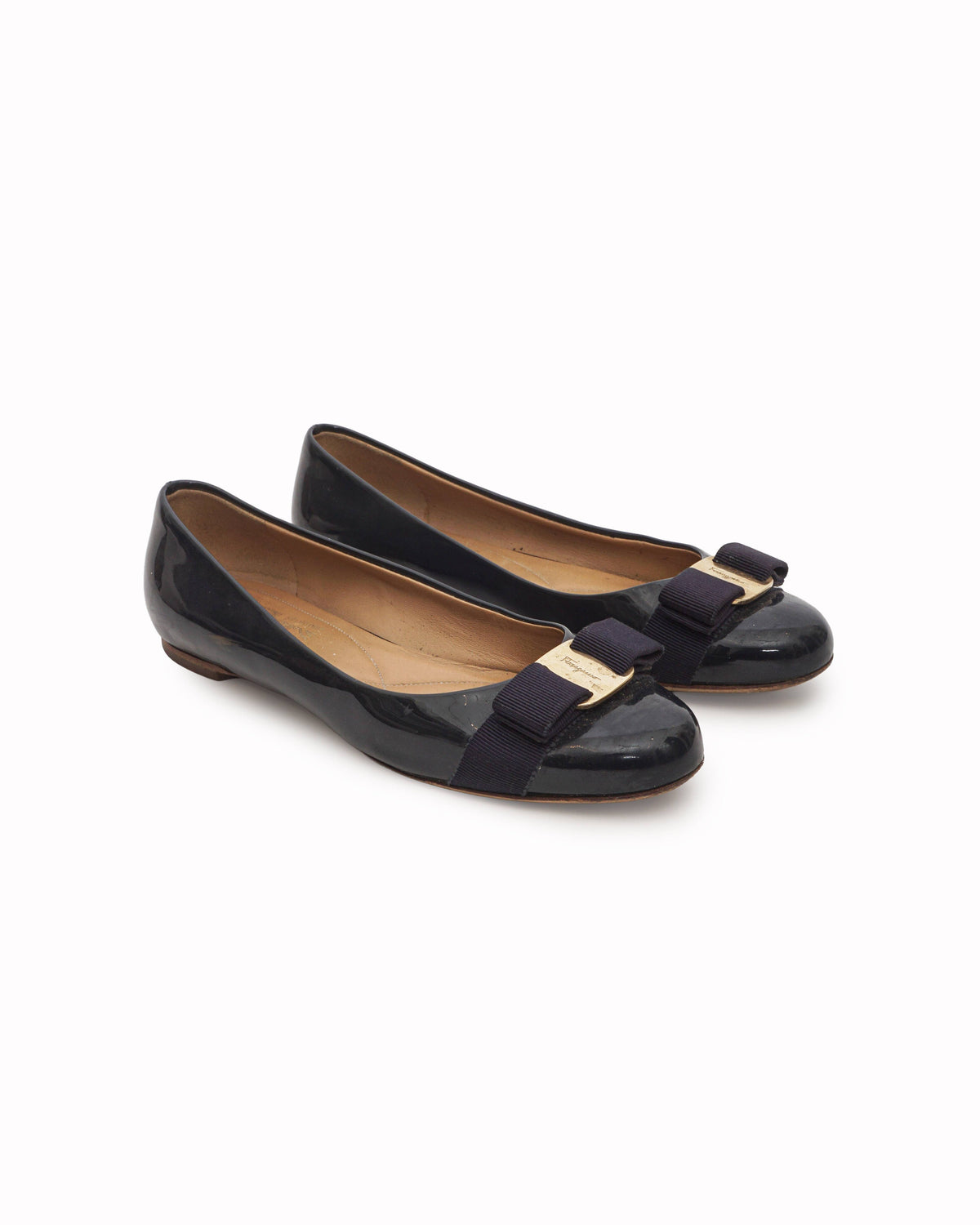 Salvatore Ferragamo Purple Patent Leather Varina Ballet Flats