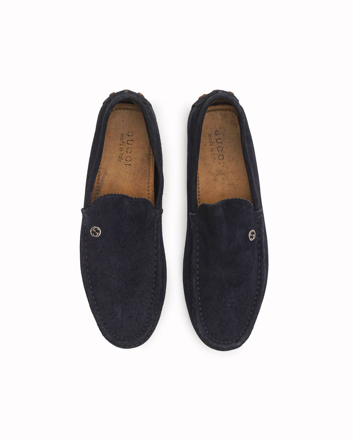 Gucci Navy Blue Suede Driving Loafers