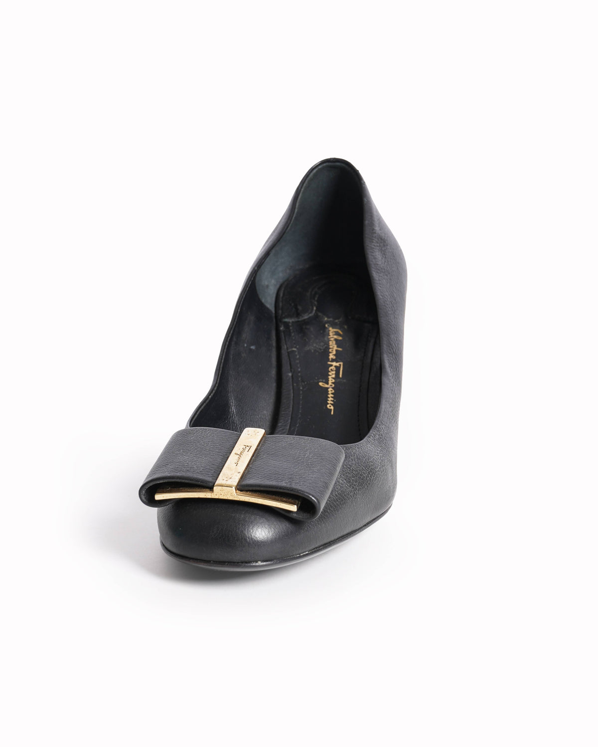 Salvatore Ferragamo Black Leather platform heels