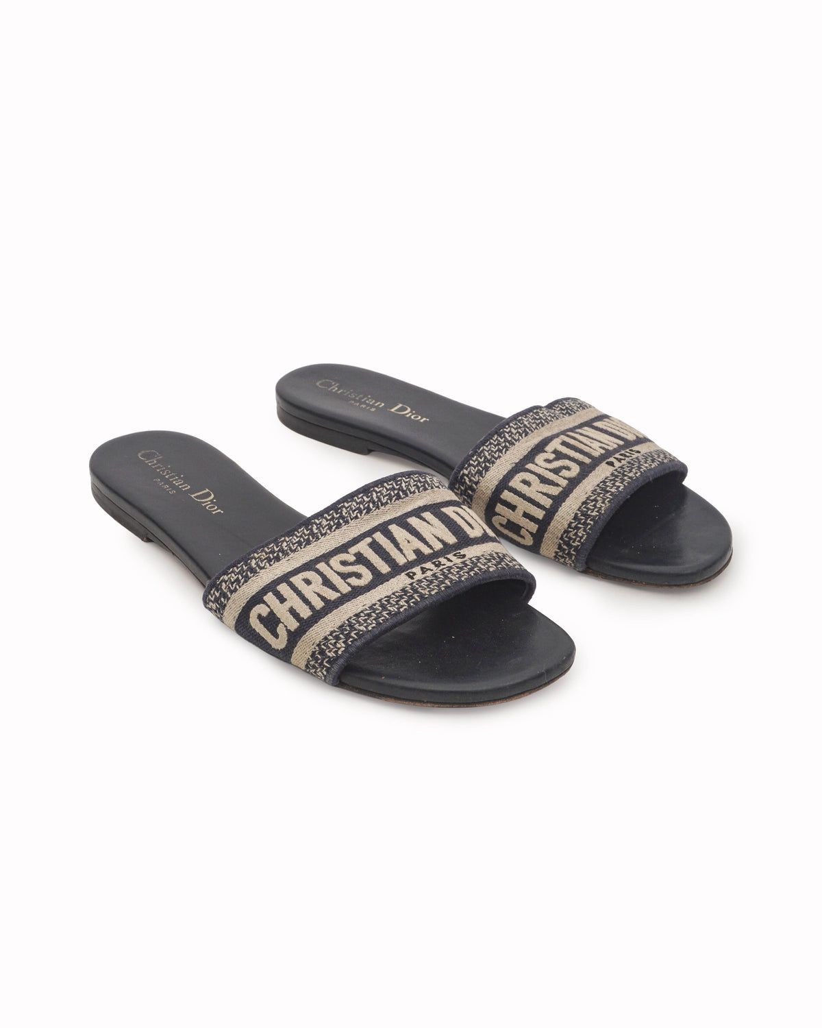 Christian Dior Dway Blue Embroidered Slides