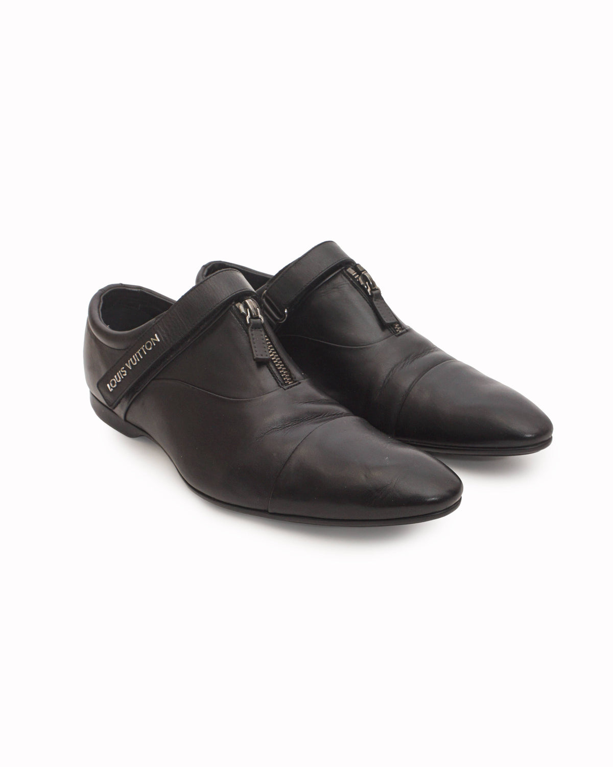 Louis Vuitton Black Leather Damier Delaware Zip Shoe