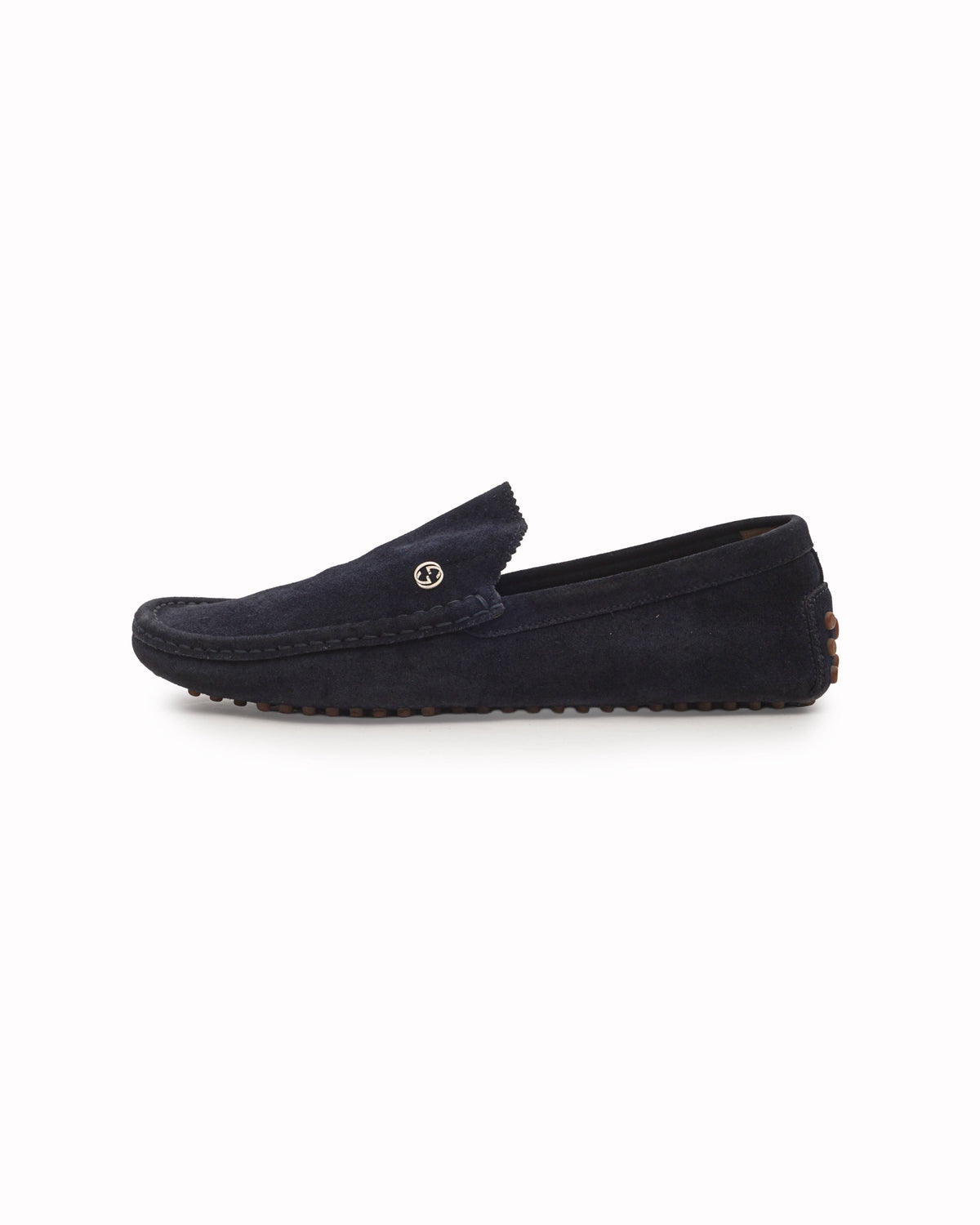 Gucci Navy Blue Suede Driving Loafers
