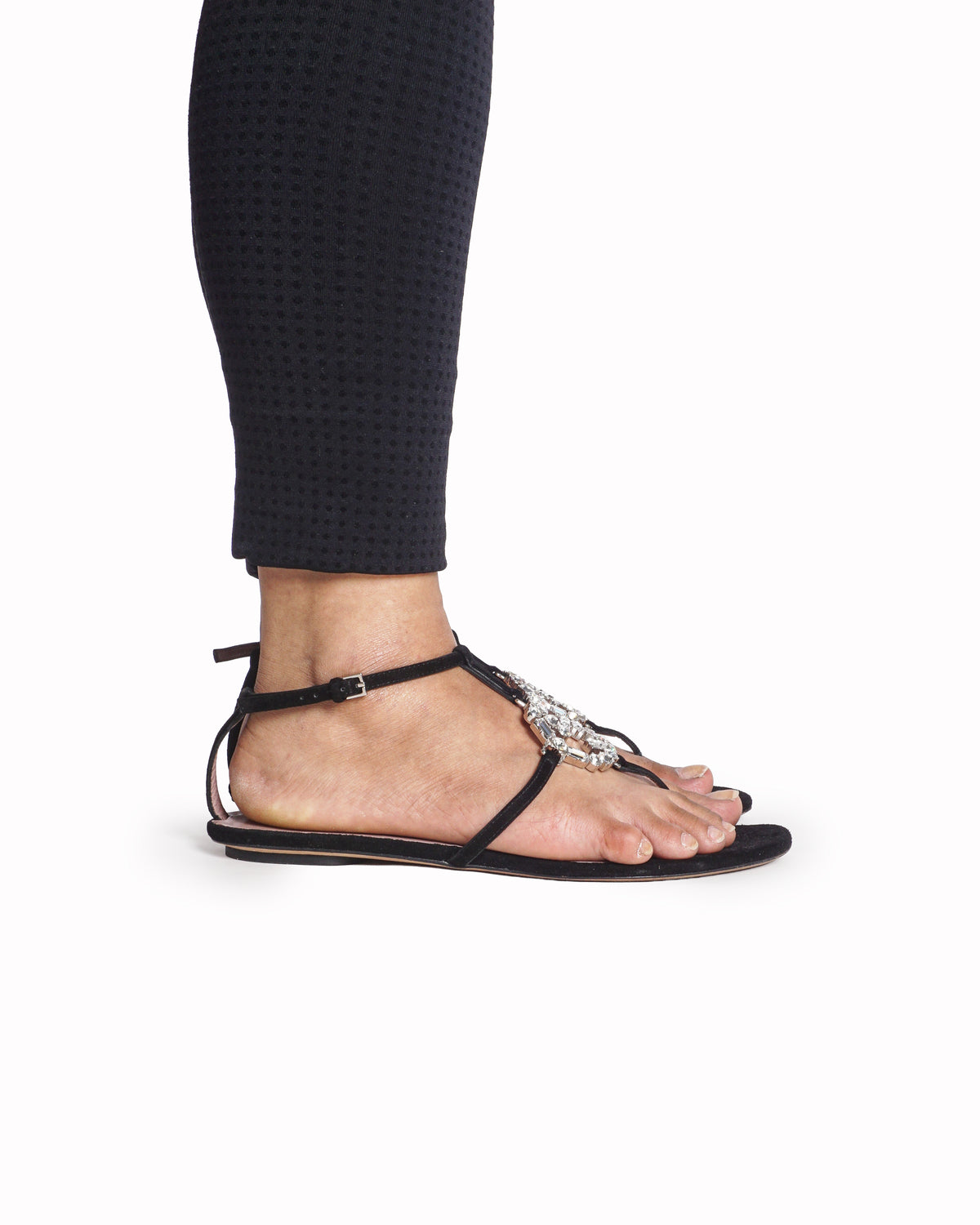 Gucci Crystal Interlocking G Black Sandals