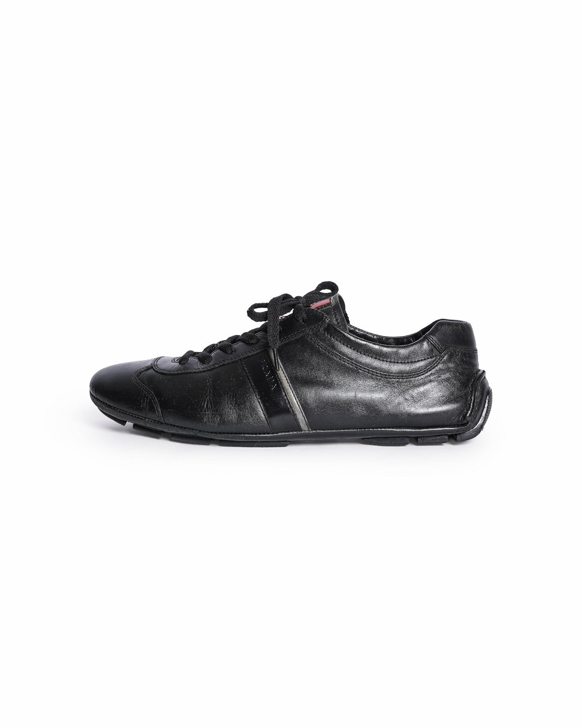 Prada Sport Black Leather Low Top Sneakers