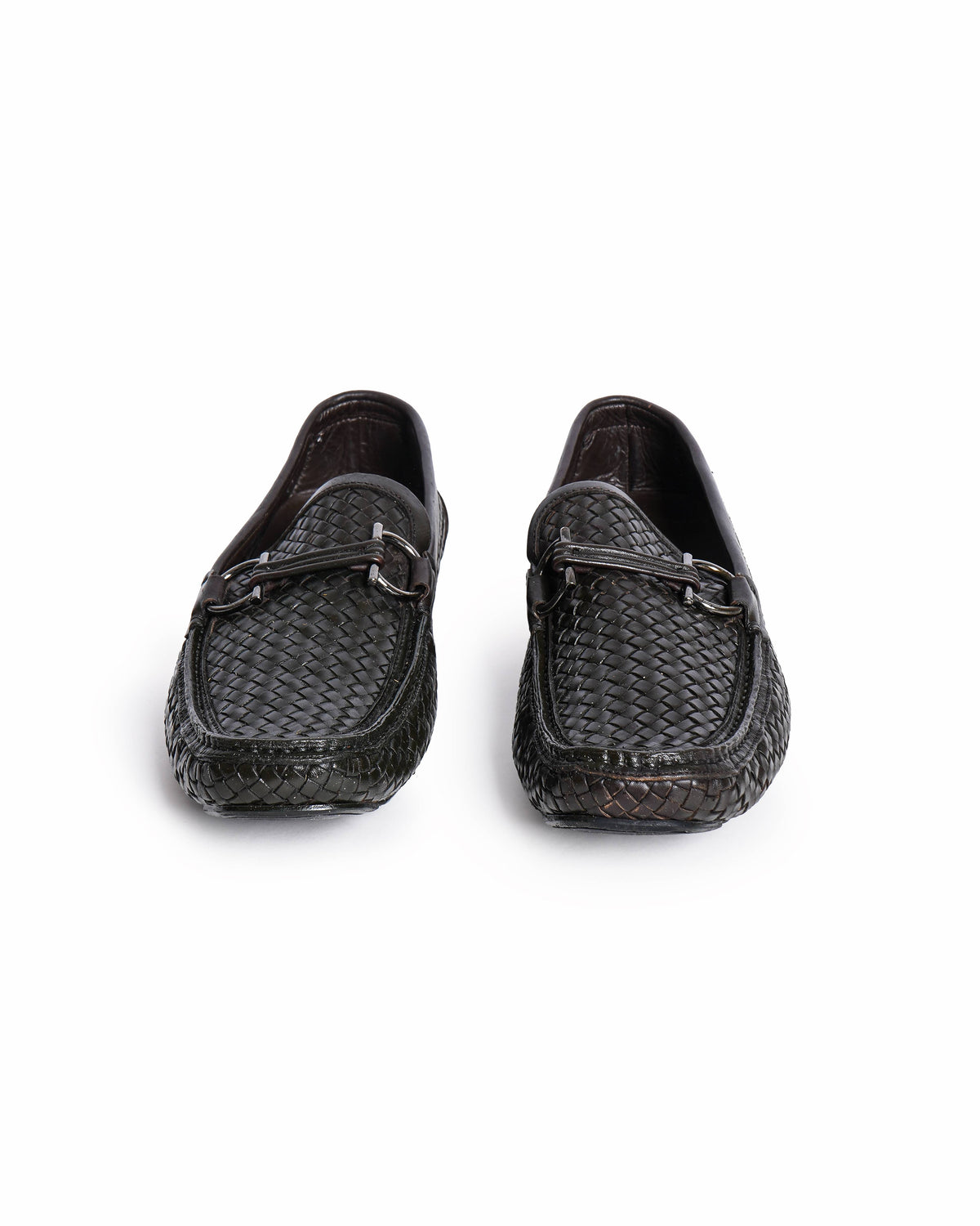 Salvatore Ferragamo Dark Brown Woven Loafers