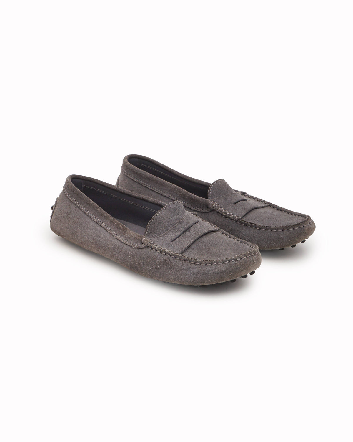 Tod's Grey Suede Gommino Penny Driving Loafers