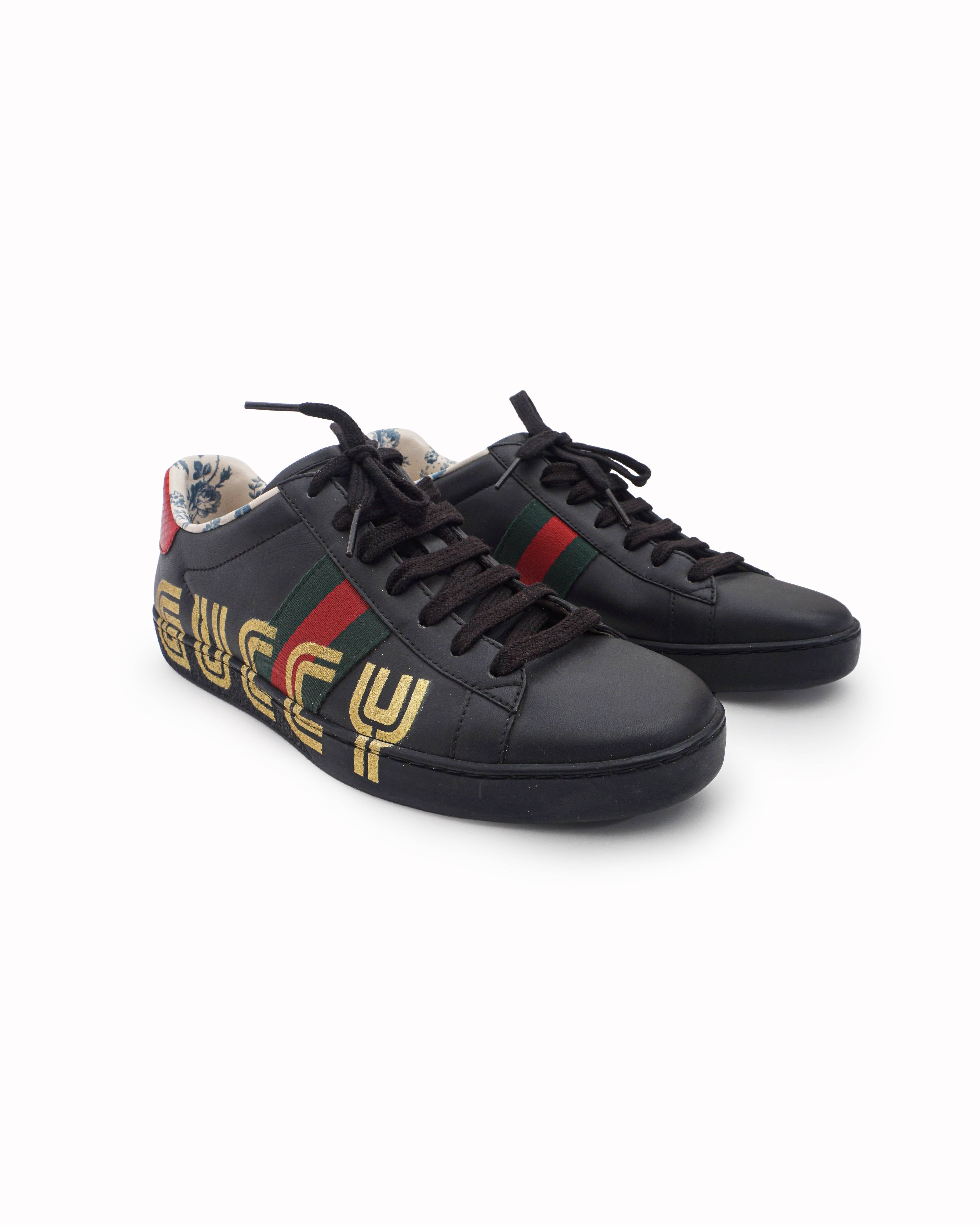 Gucci Web Accent Leather Sneakers