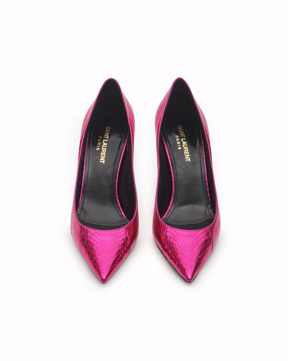 Saint Laurent Metallic Fuchsia Python Leather Anja Pumps