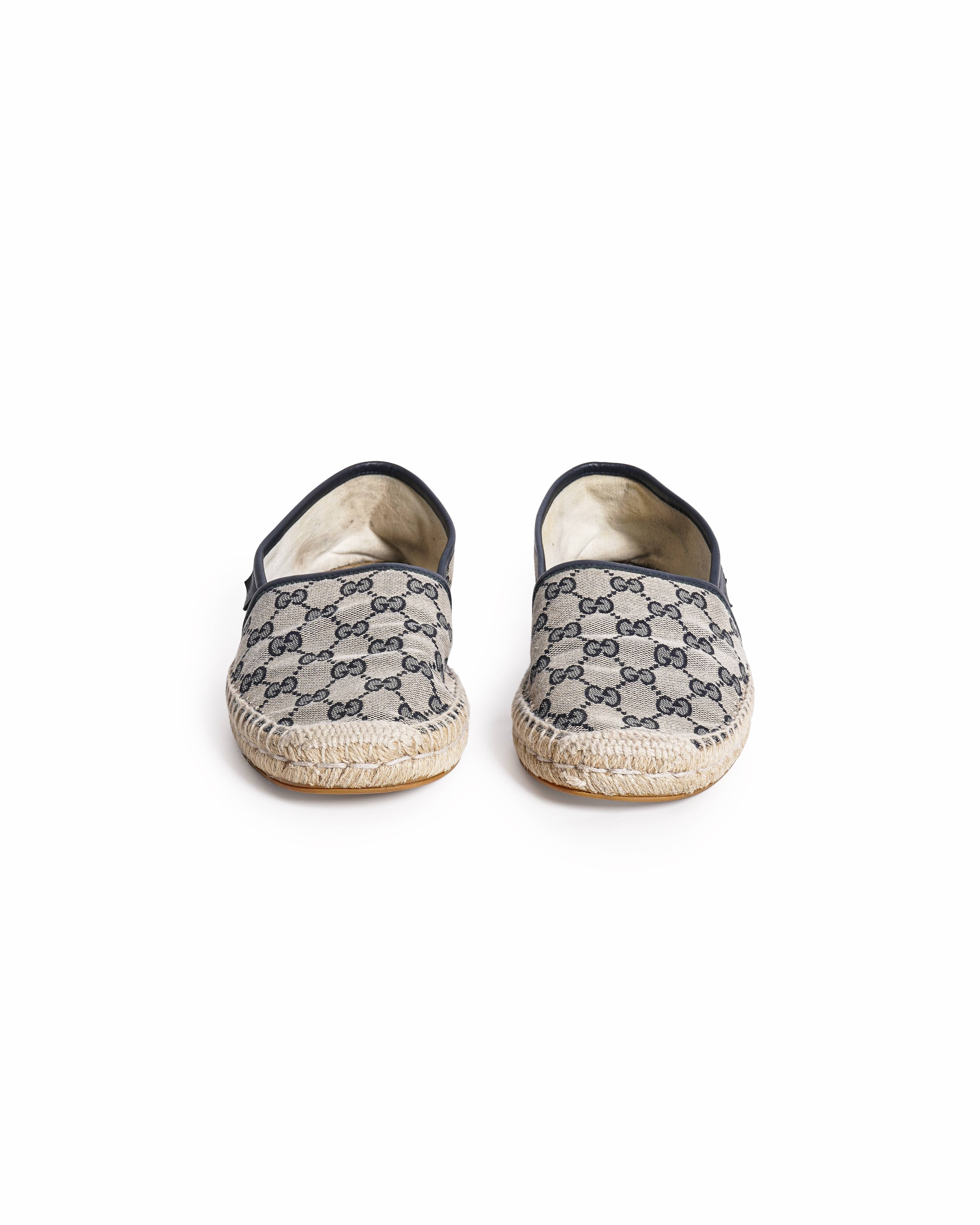 Gucci Men's Grey & Navy Blue GG Canvas Espadrilles