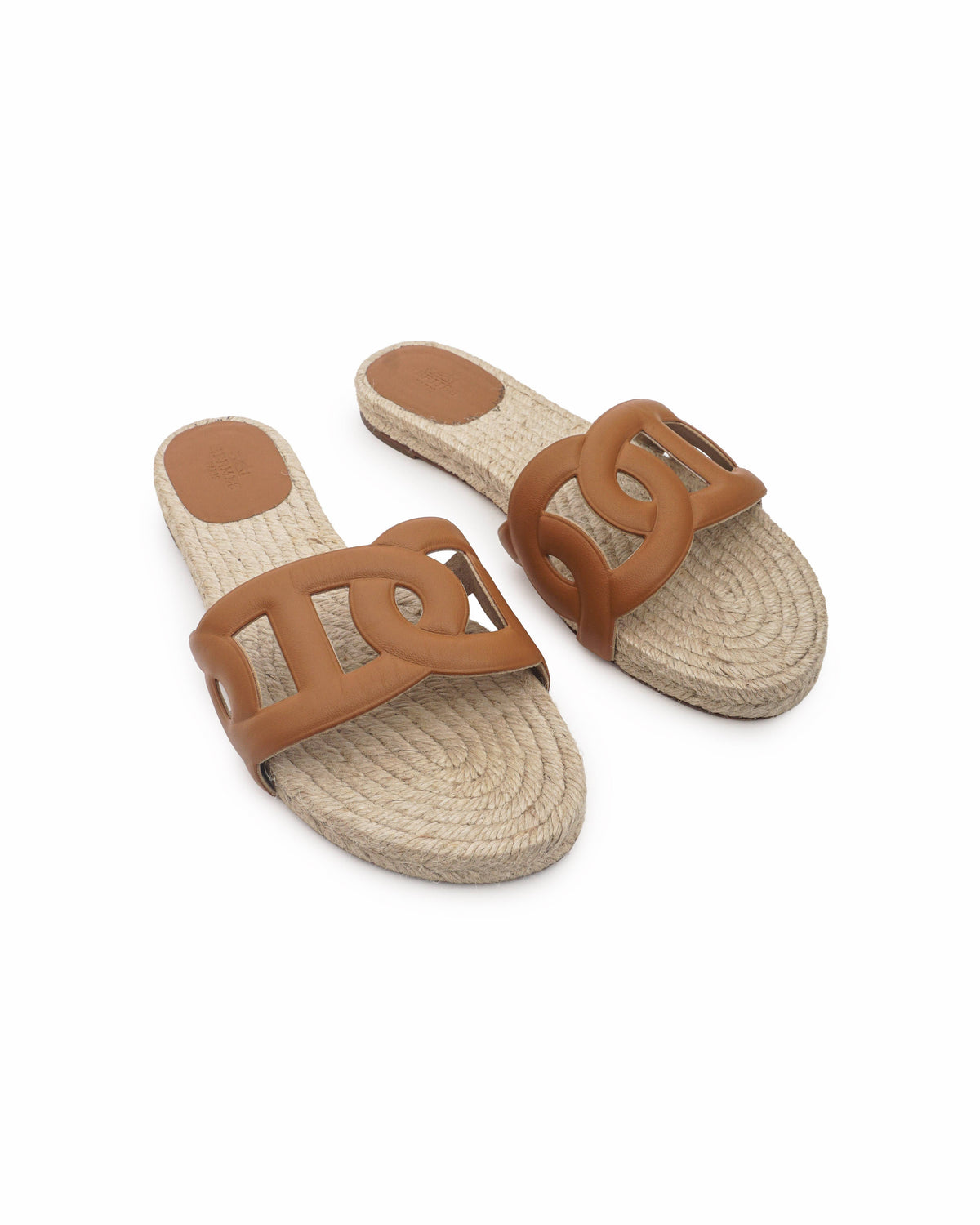 Hermès Leather Chaîne d'Ancre Famosa Espadrille Slides