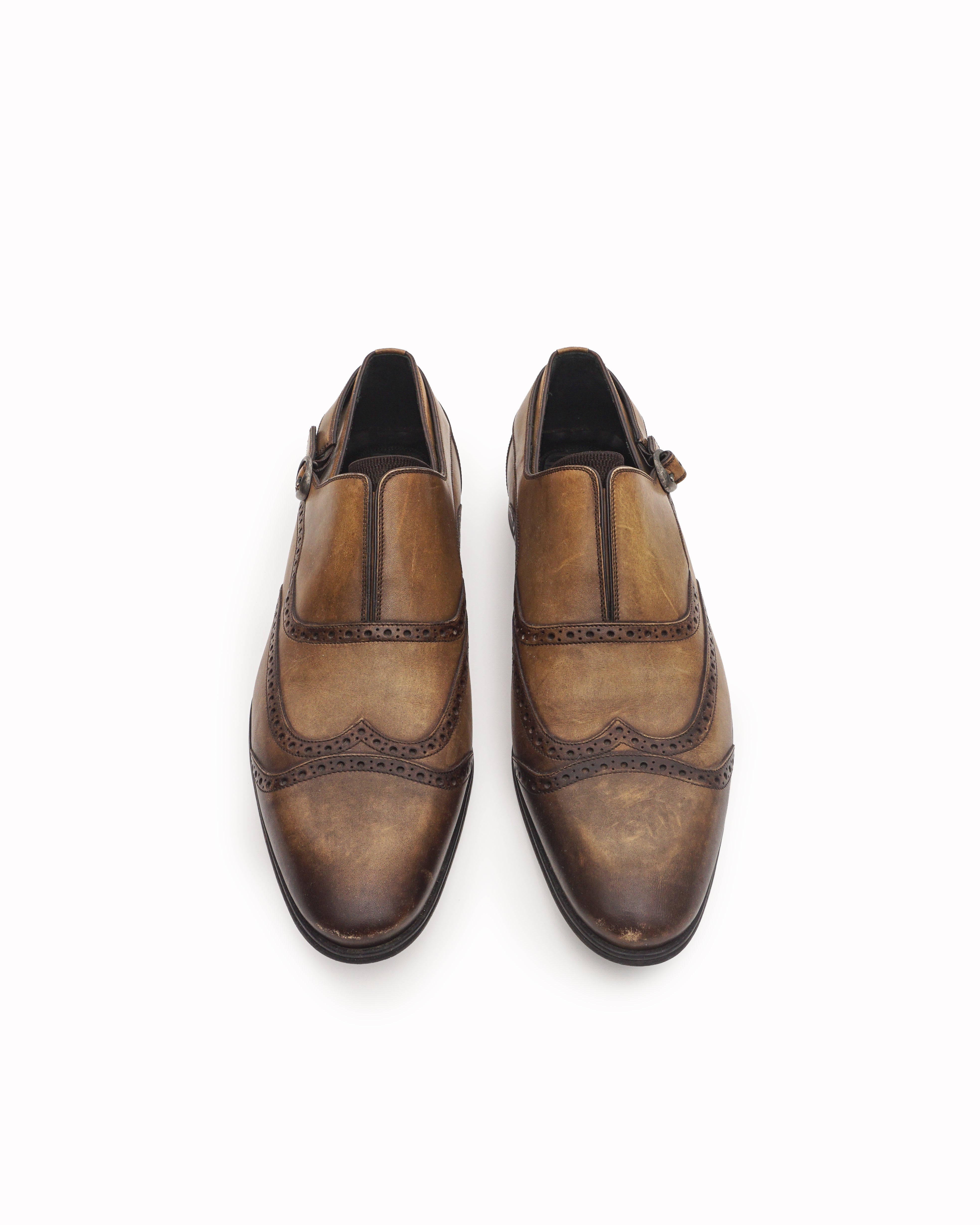 Vintage Dolce & Gabbana Men's Cognac Leather Brogue Shoes