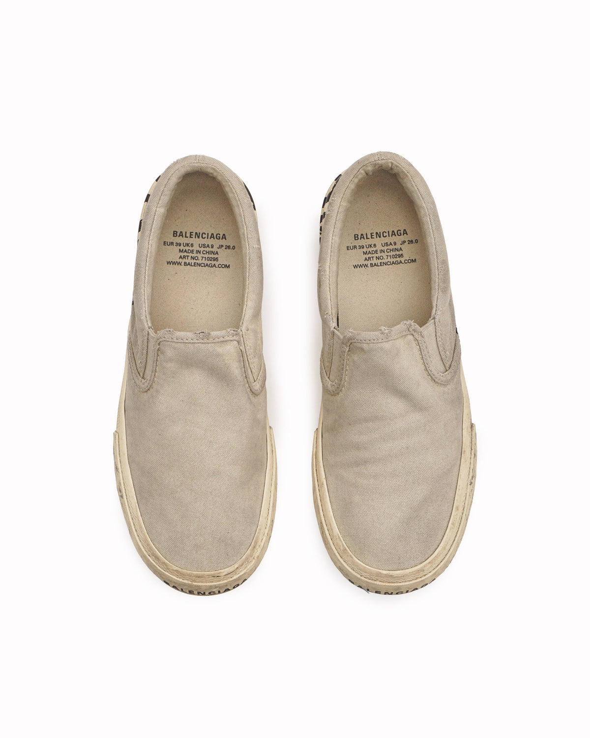 Balenciaga Off-White Canvas Logo Slip-On Sneakers