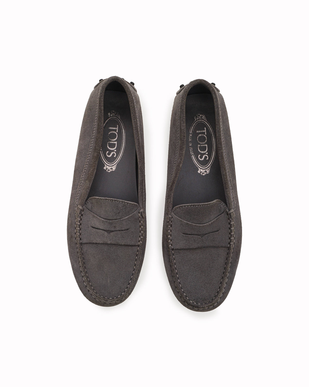 Tod's Grey Suede Gommino Penny Driving Loafers