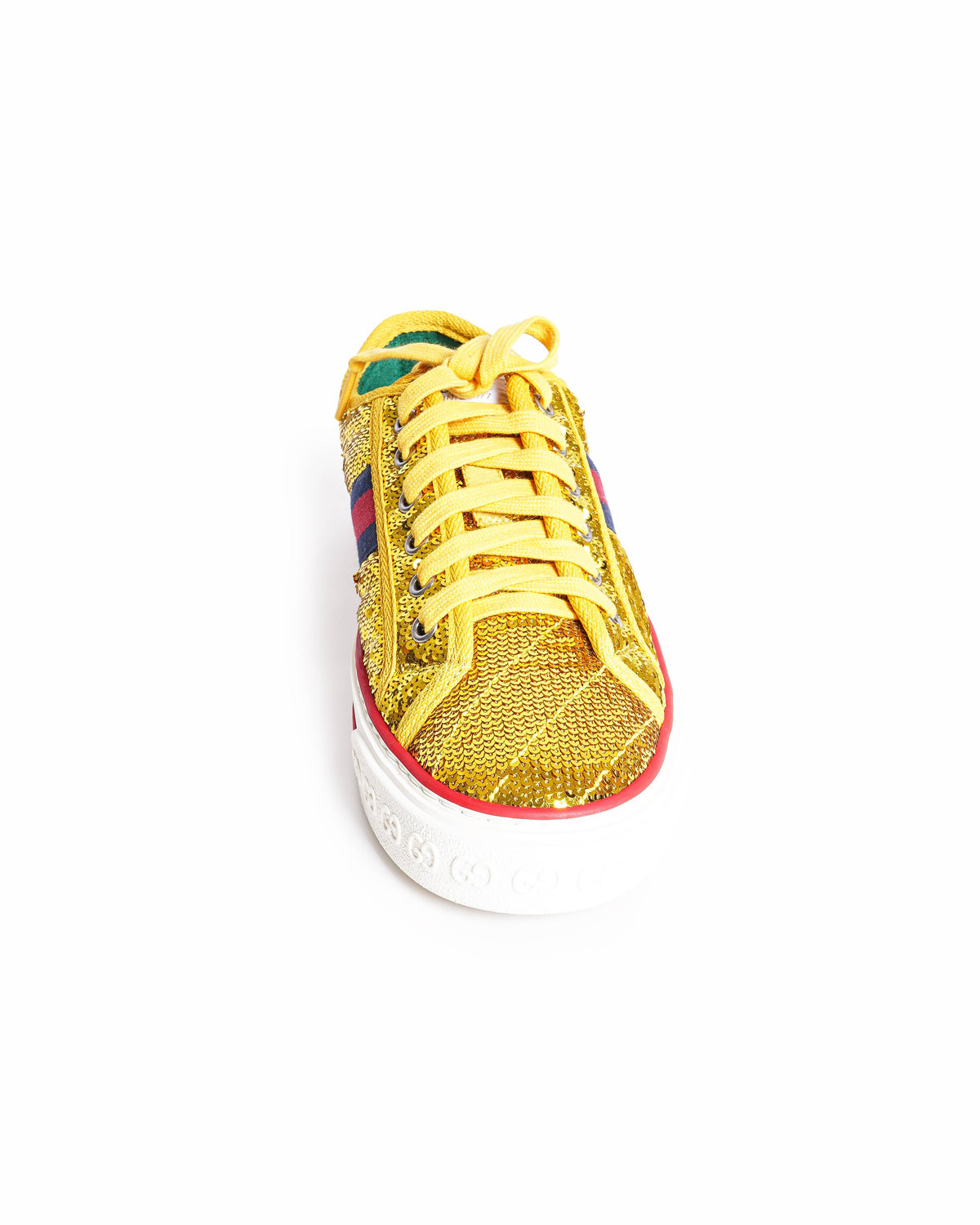 Gucci Tennis 1977 Golden Sequin Lace Up Trainers