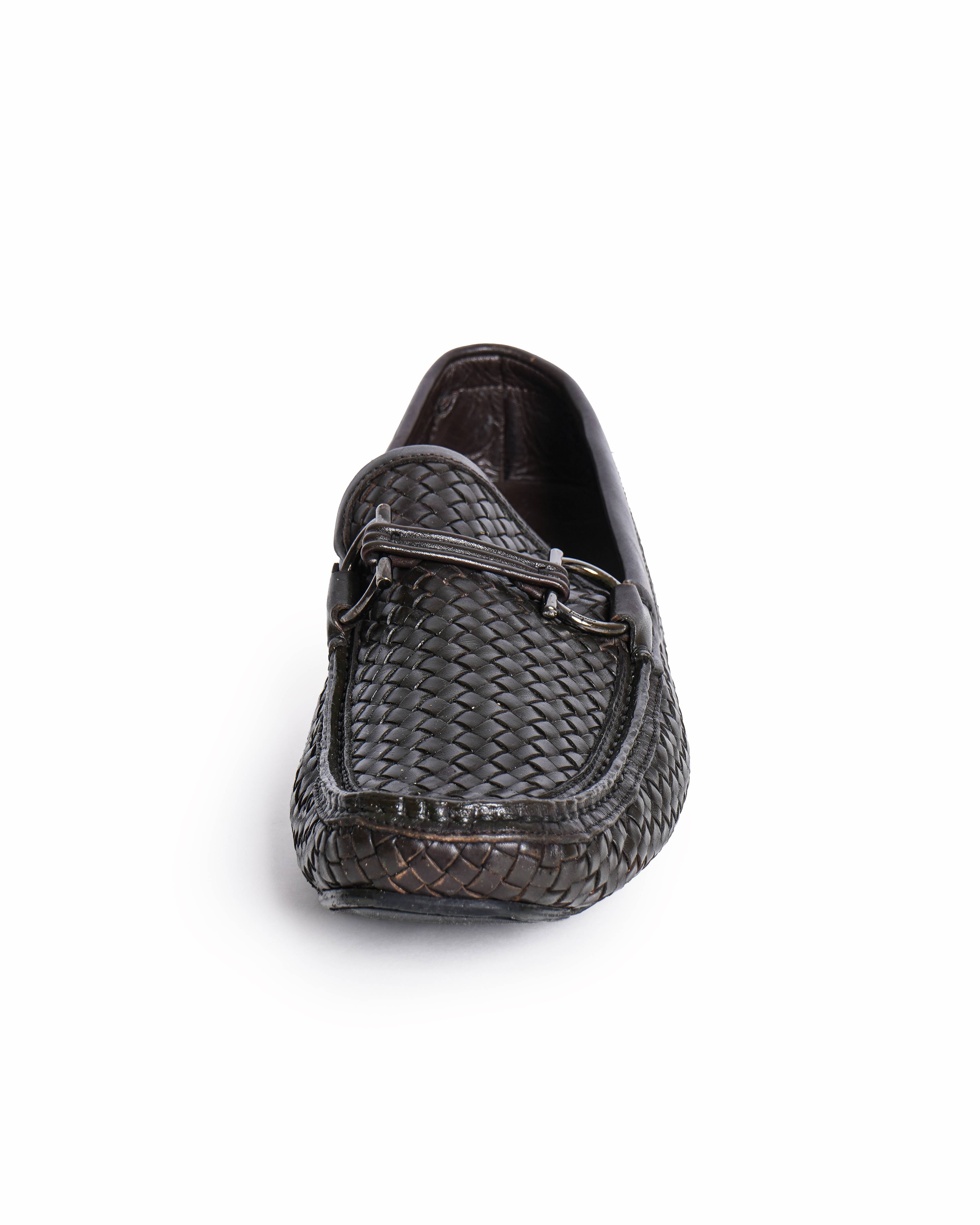 Salvatore Ferragamo Dark Brown Woven Loafers