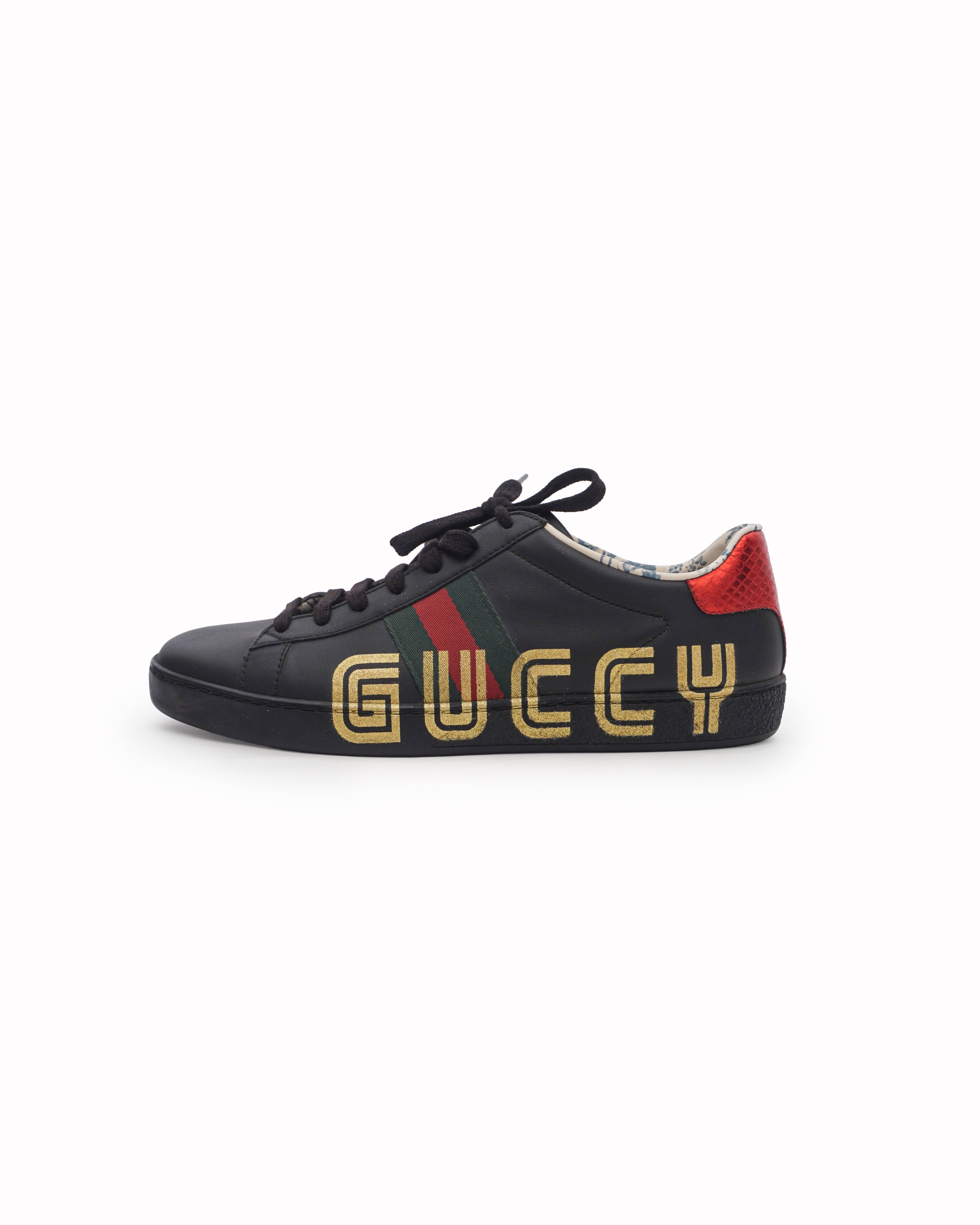 Gucci Web Accent Leather Sneakers