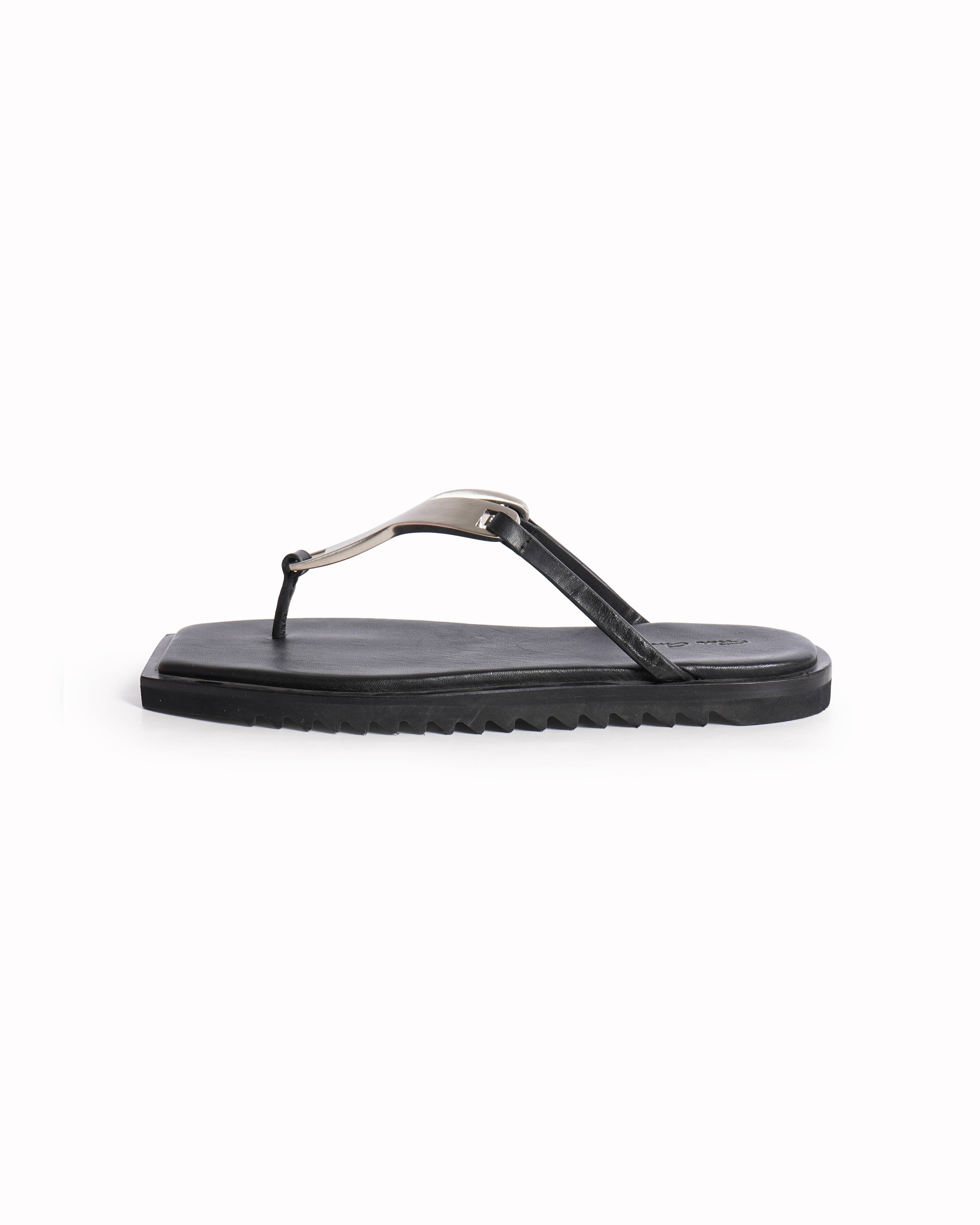 Rick Owen Men's Hydra Silver Metal Leather Sandals
