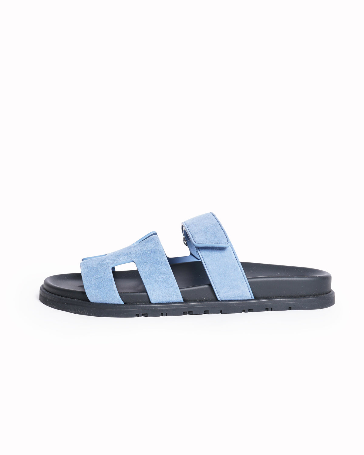 New Hermès Suede Goatskin Women's Chypre Sandals In Blue