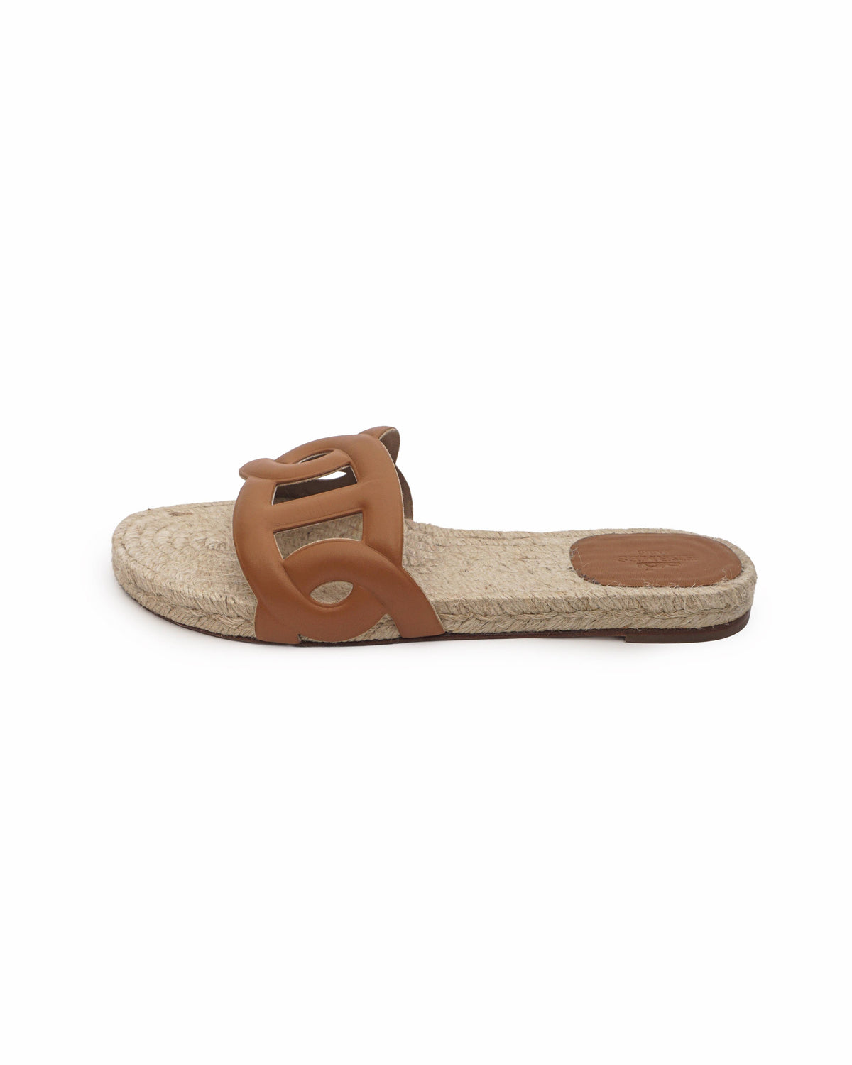 Hermès Leather Chaîne d'Ancre Famosa Espadrille Slides