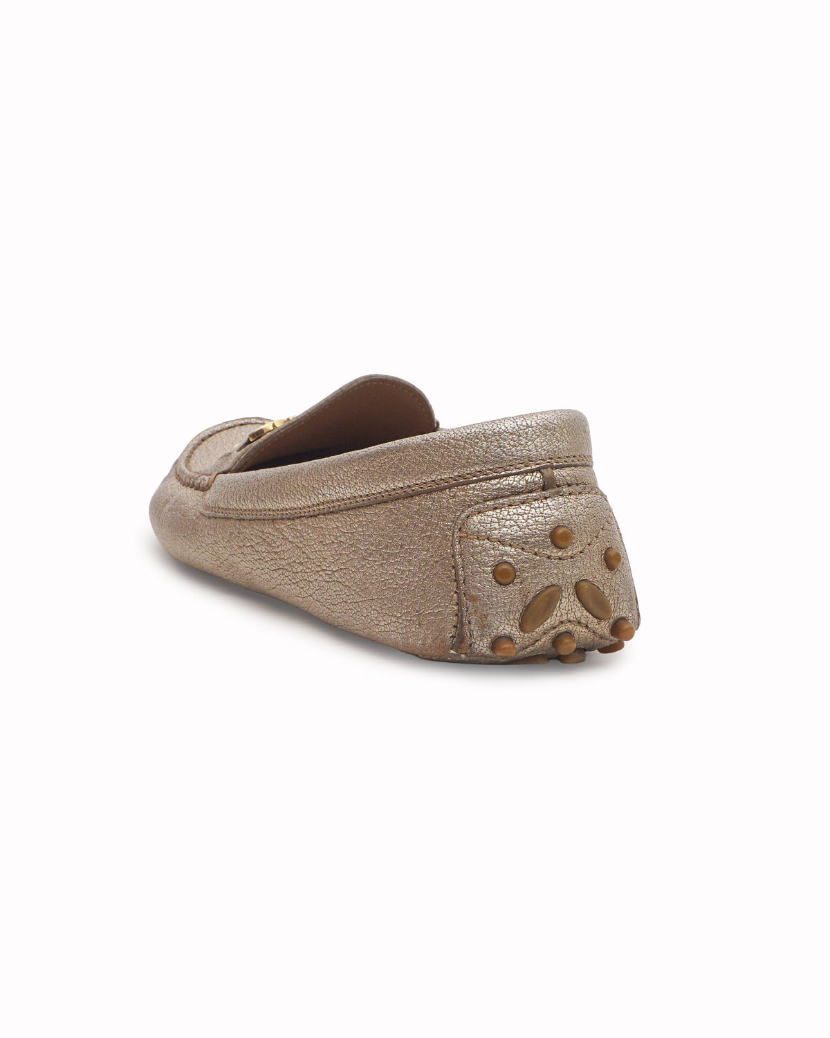 Salvatore Ferragamo Metallic Champagne Gancini Driver Loafers