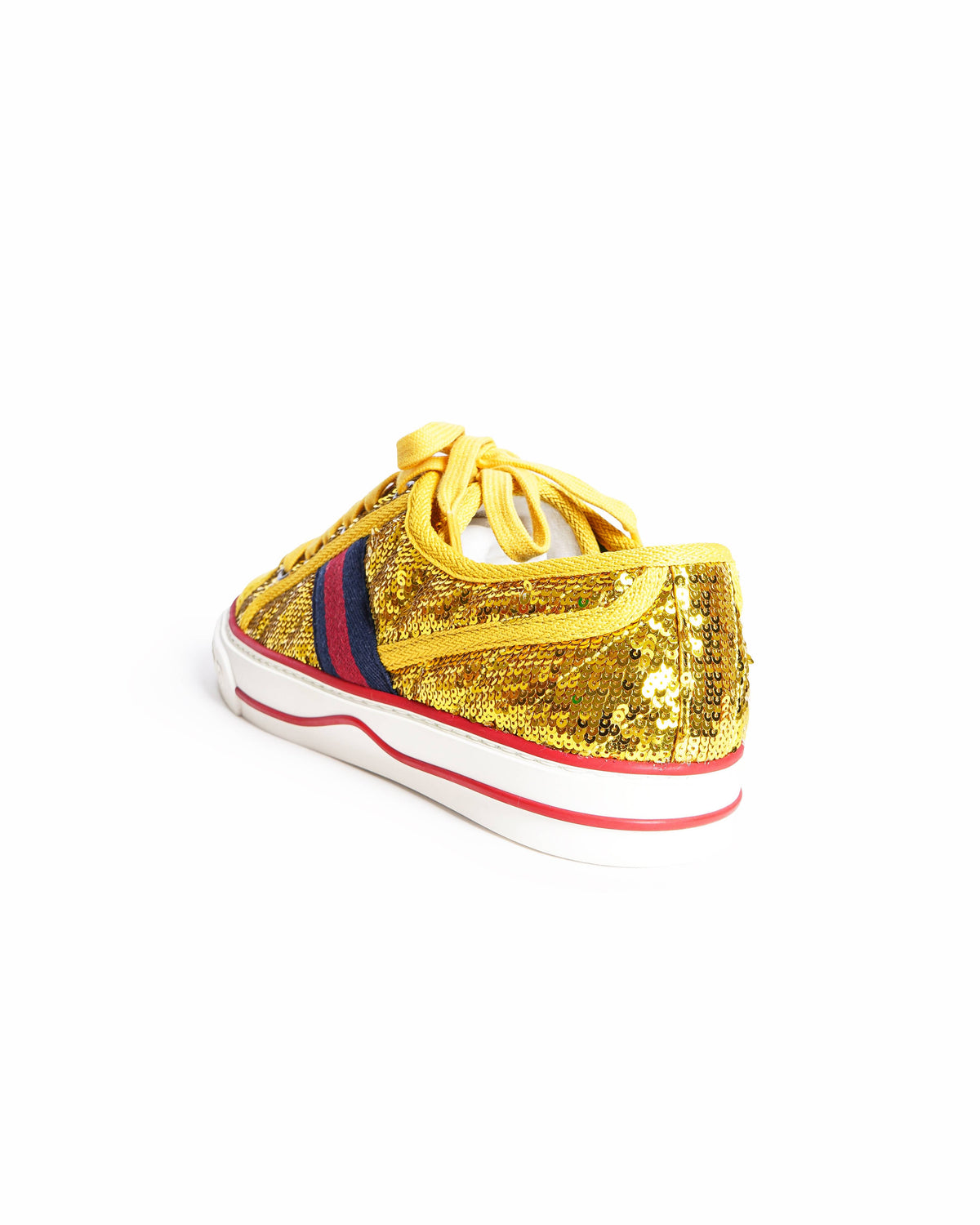 Gucci Tennis 1977 Golden Sequin Lace Up Trainers