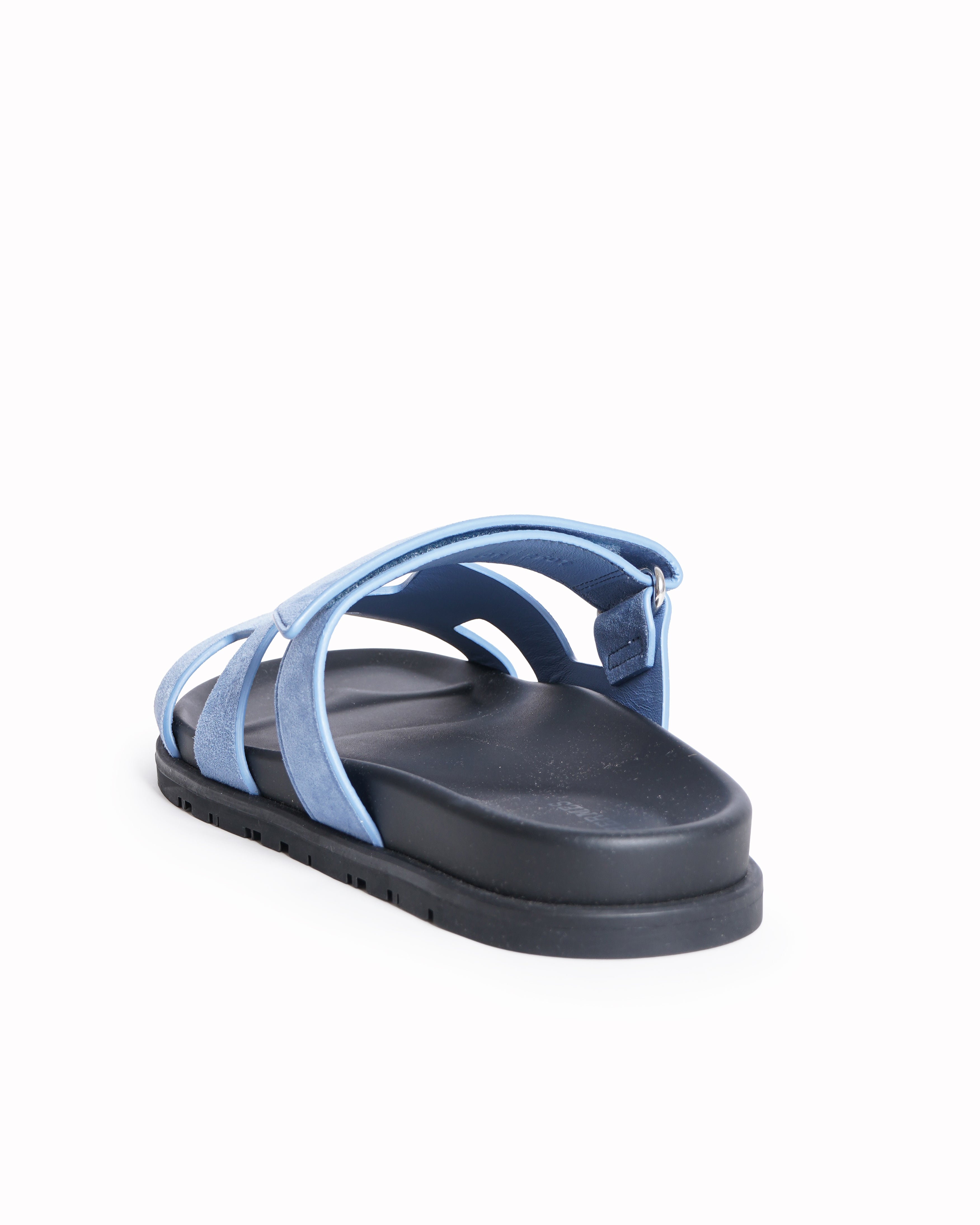 New Hermès Suede Goatskin Women's Chypre Sandals In Blue