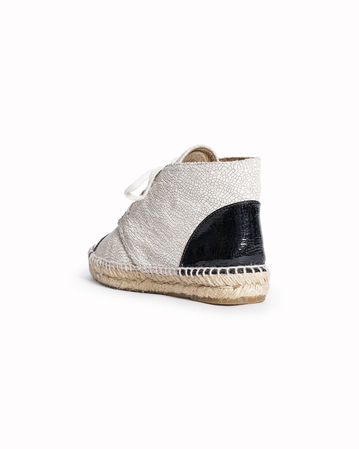 Chanel Crackled Leather Lace-Up Espadrille Ankle Boots