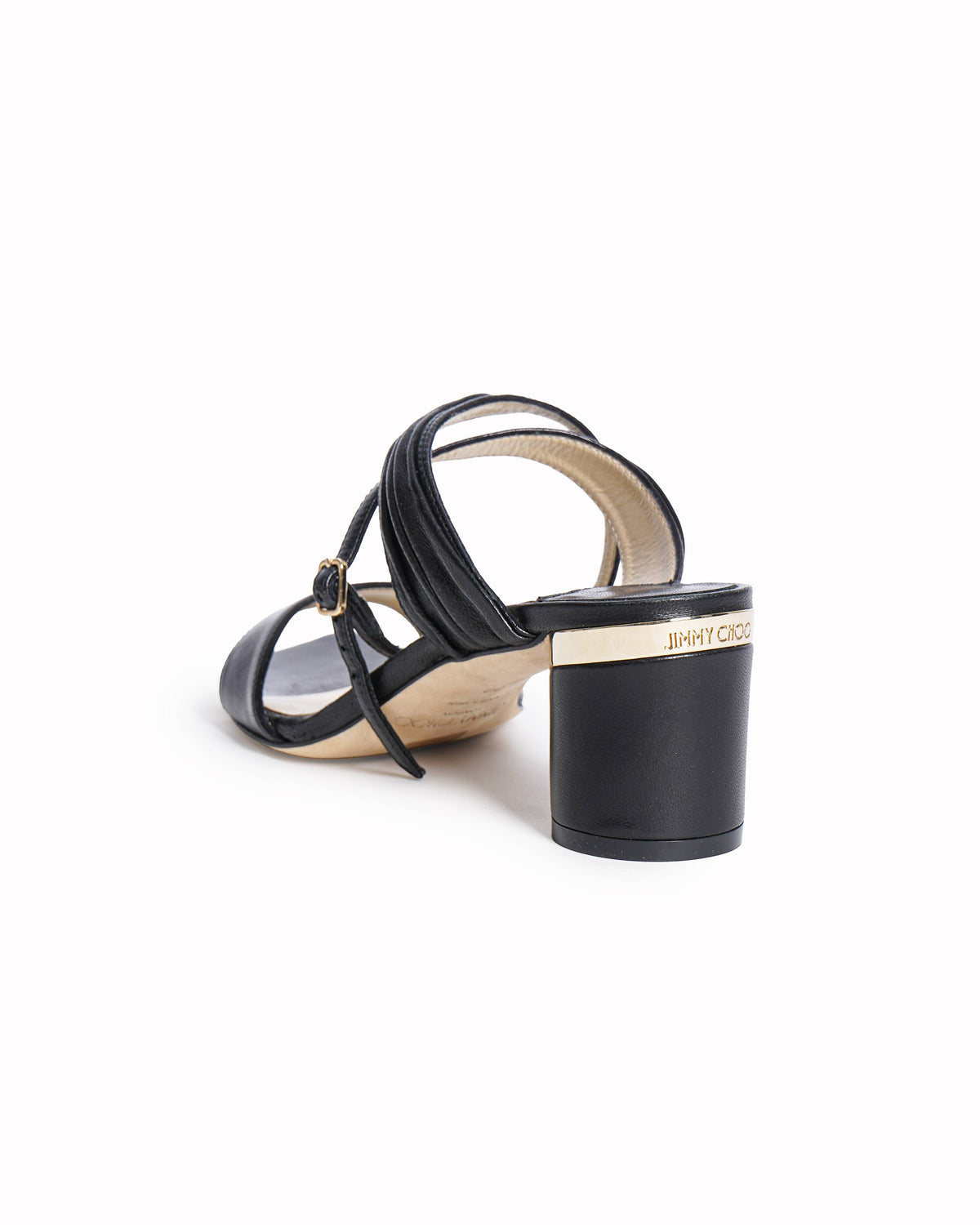 Jimmy Choo Jago Black Leather Ankle Strap Sandal