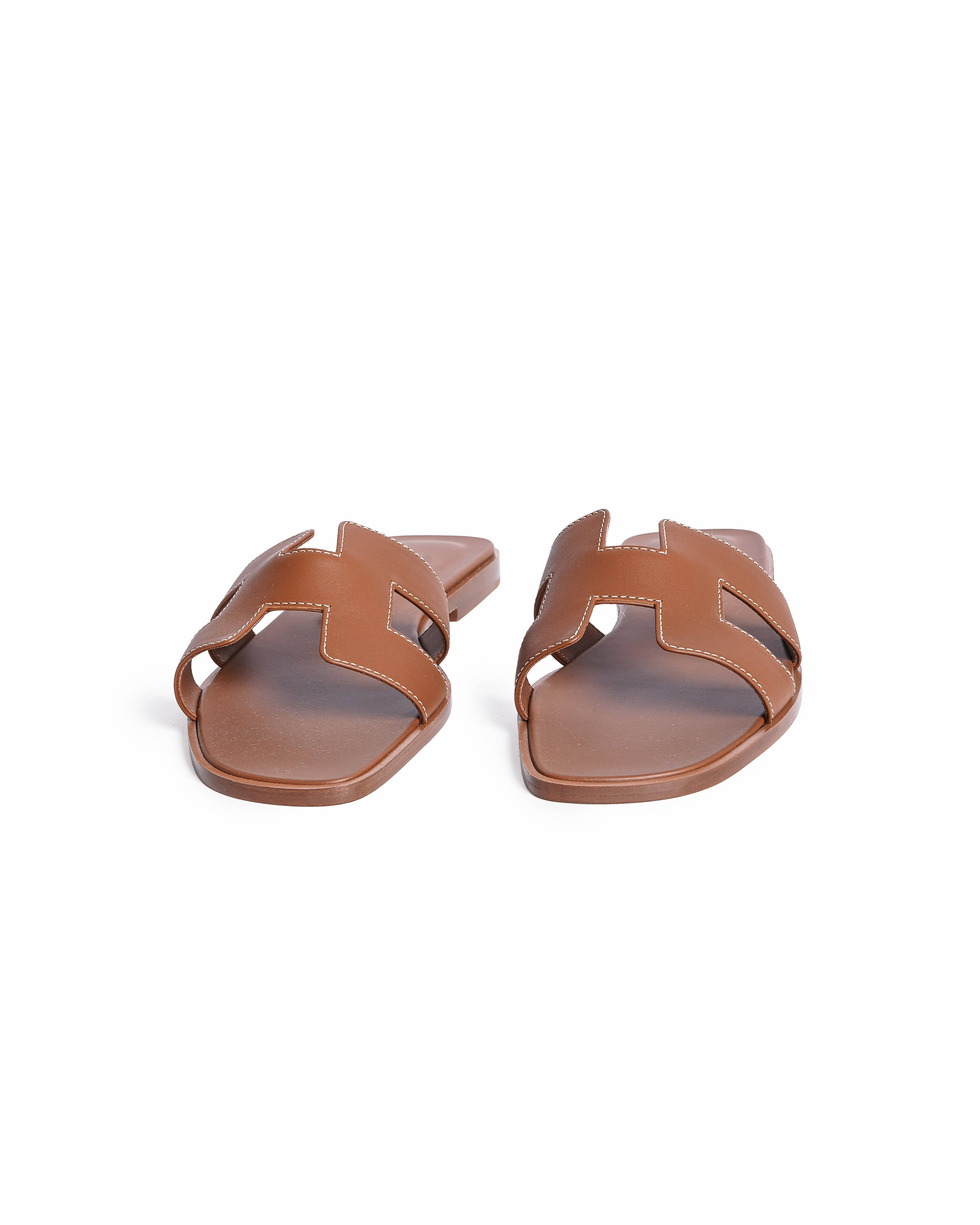 Hermès Oran Brown Flats