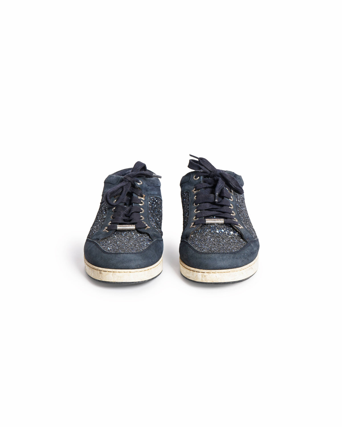 Jimmy Choo Glitter And Suede Miami Lace Up Sneakers