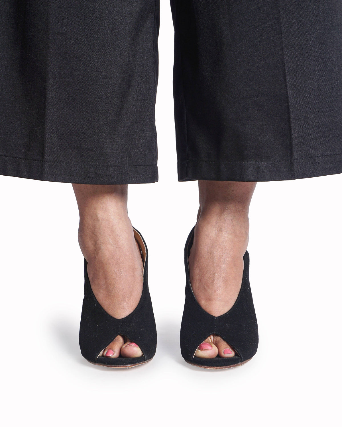 Jimmy Choo Black Suede Slingback Peep Toe Heels