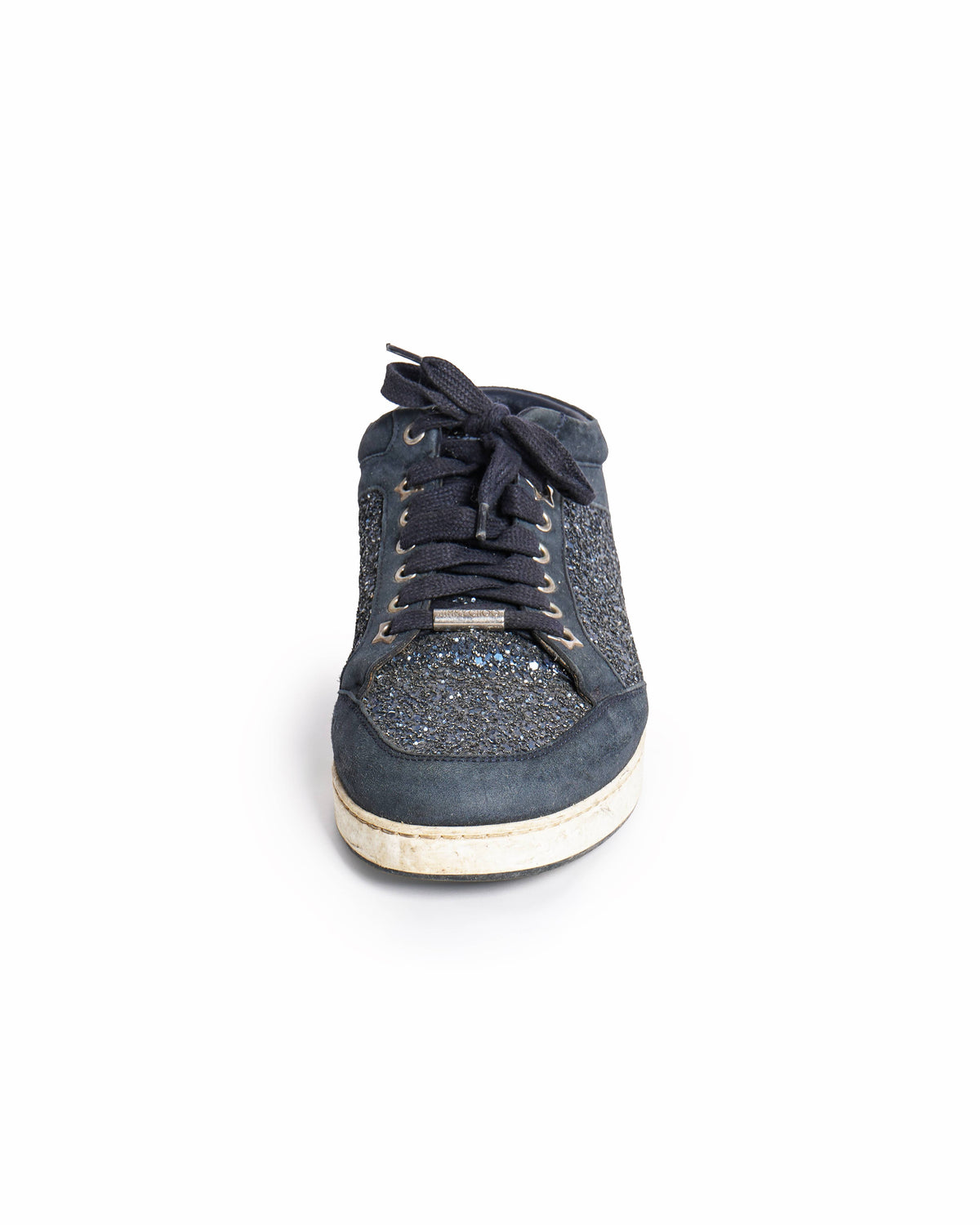 Jimmy Choo Glitter And Suede Miami Lace Up Sneakers