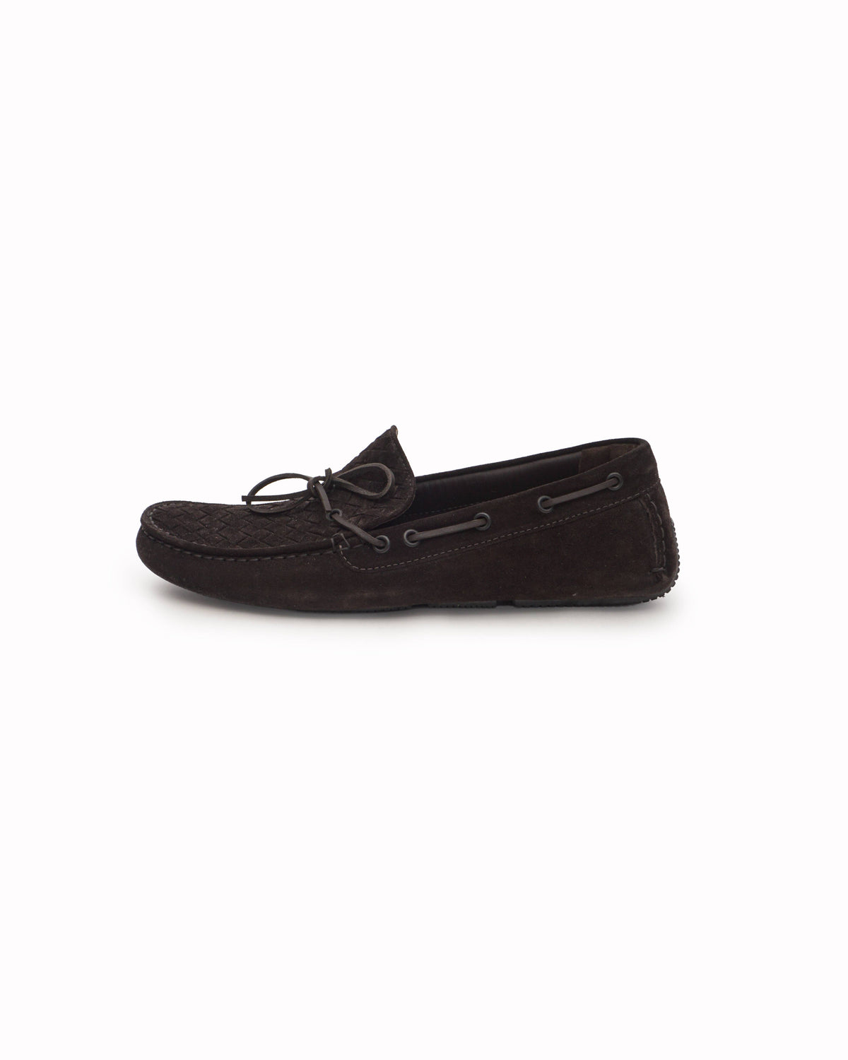 Bottega Veneta Dark Brown Intrecciato Suede Loafers